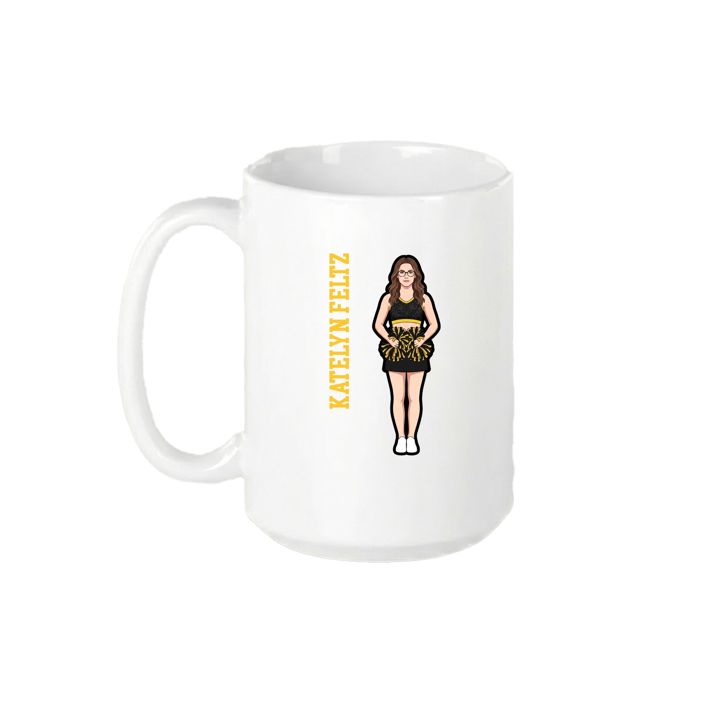 15oz Coffee Mug — Name Vertical in White