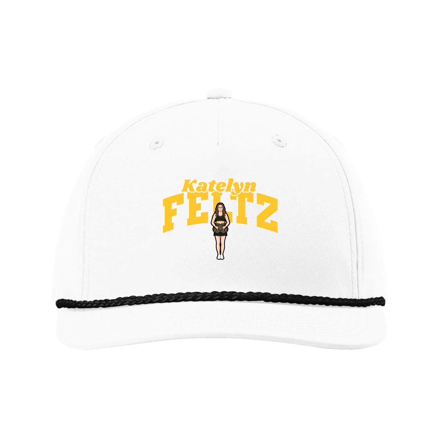 Five-Panel Classic Rope Cap — Signature Arch in White