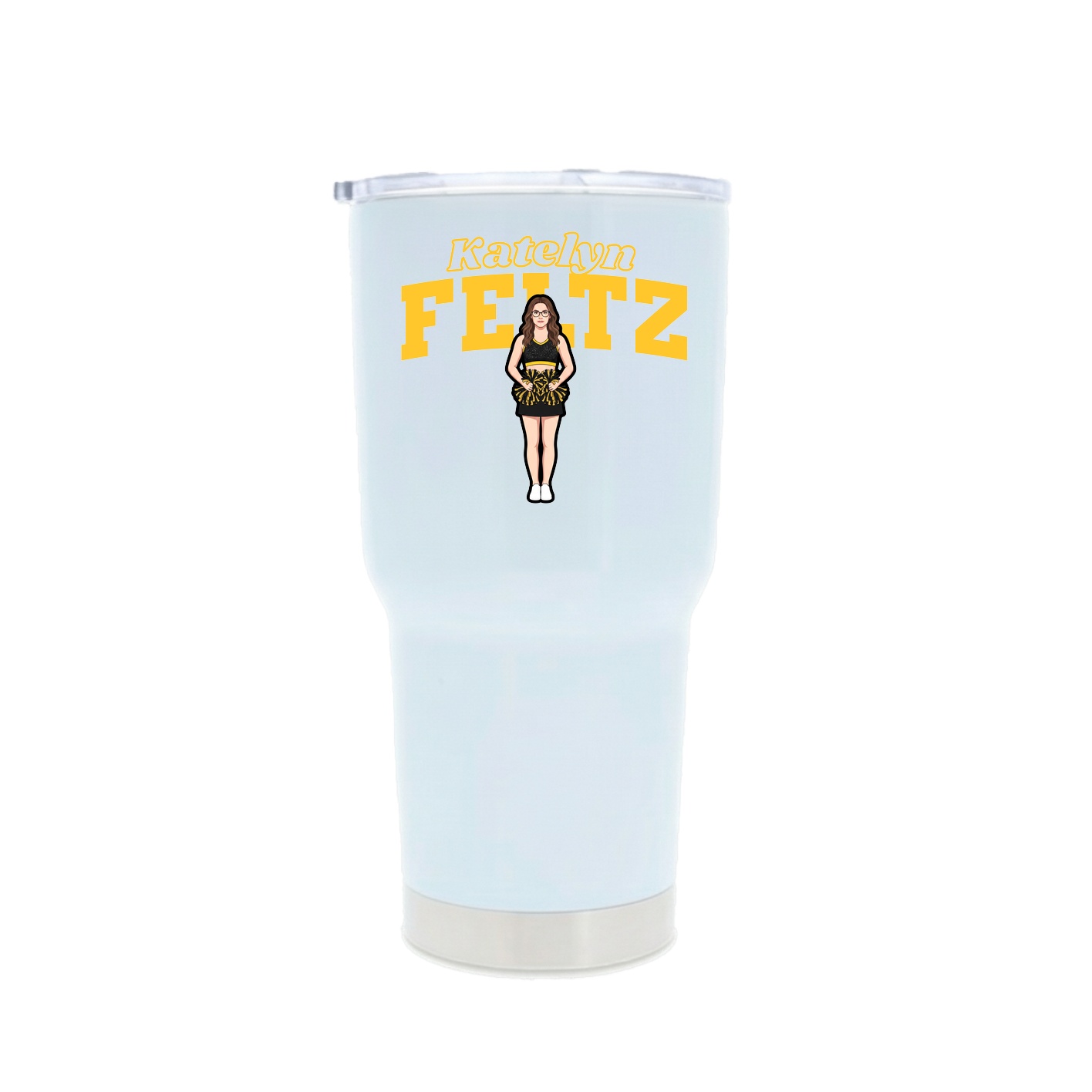 30oz Stainless Steel Tumbler — Name Arch in White