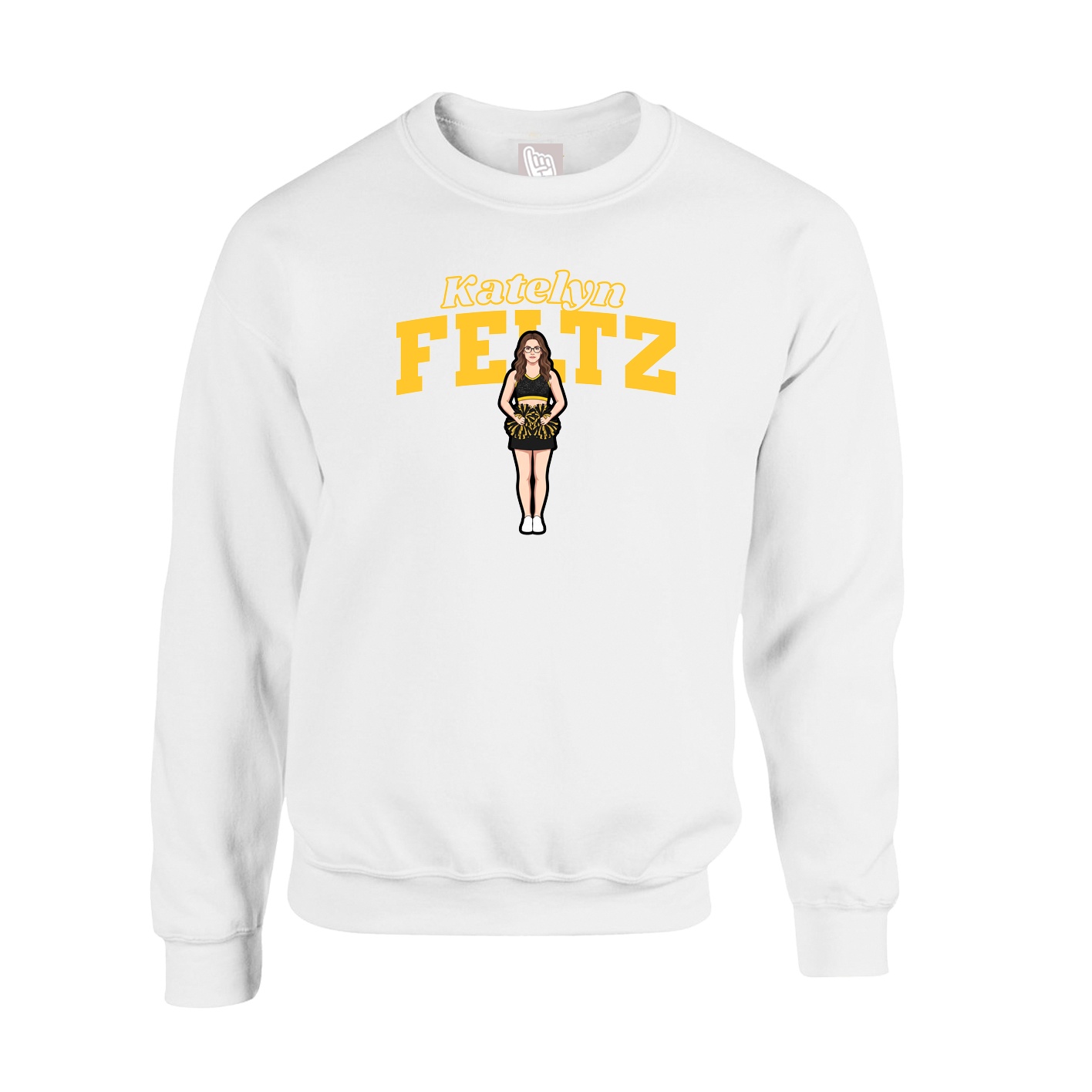 Fleece Crew — Name Arch in White
