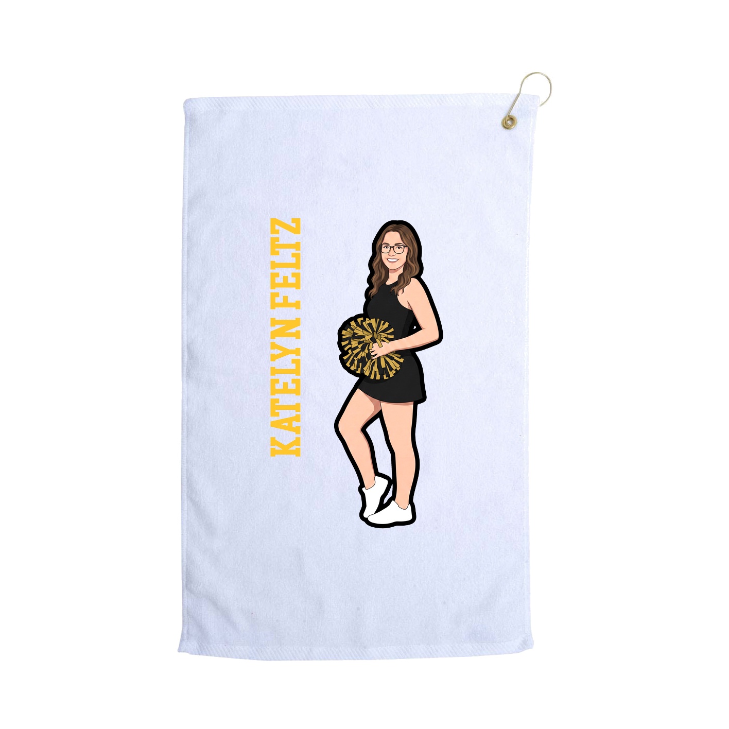 Golf Towel — Name Vertical in White