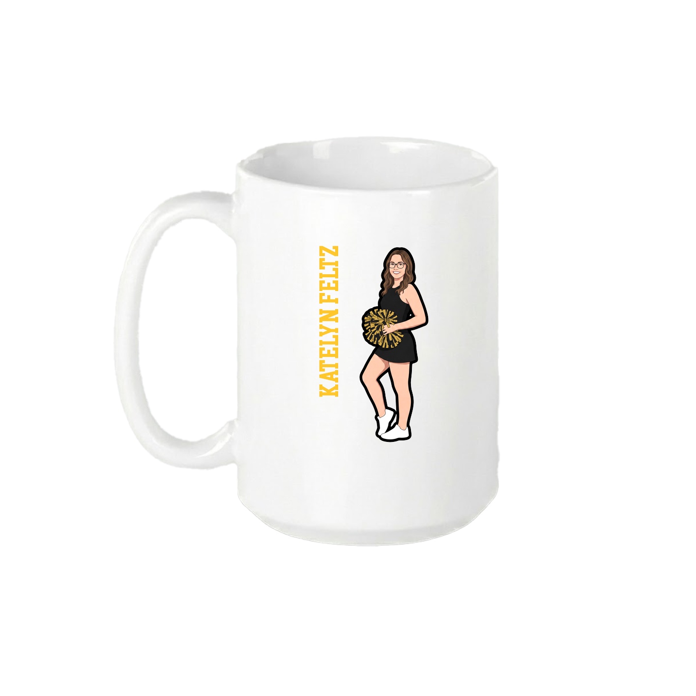 15oz Coffee Mug — Name Vertical in White