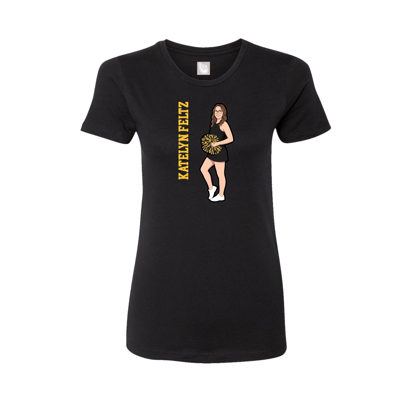 Womens Tee — Name Vertical in Black