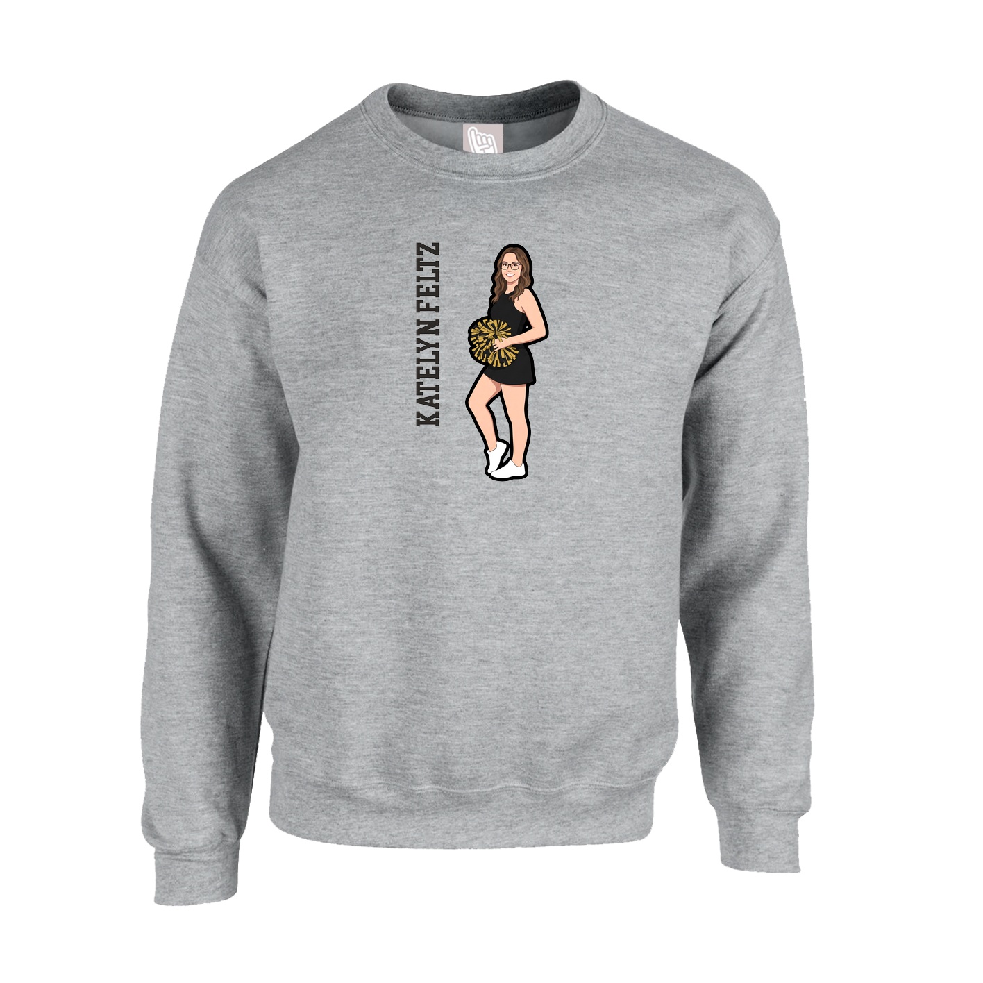Fleece Crew — Name Vertical in Grey