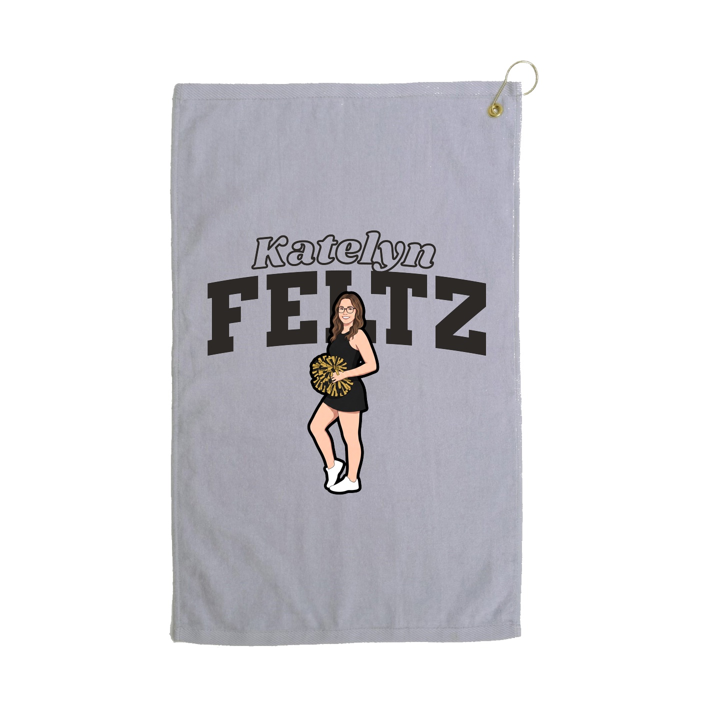 Golf Towel — Name Arch in Grey