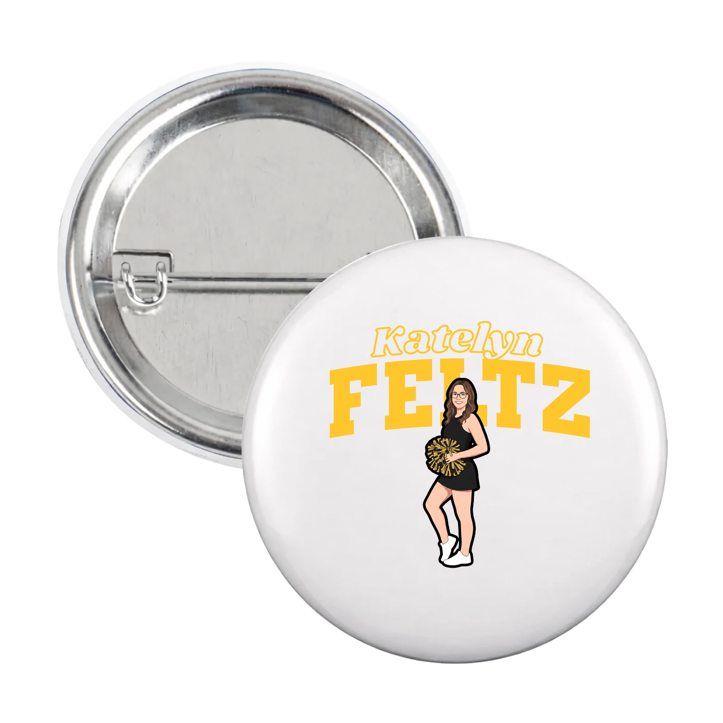Game Day Button — Name Arch in White
