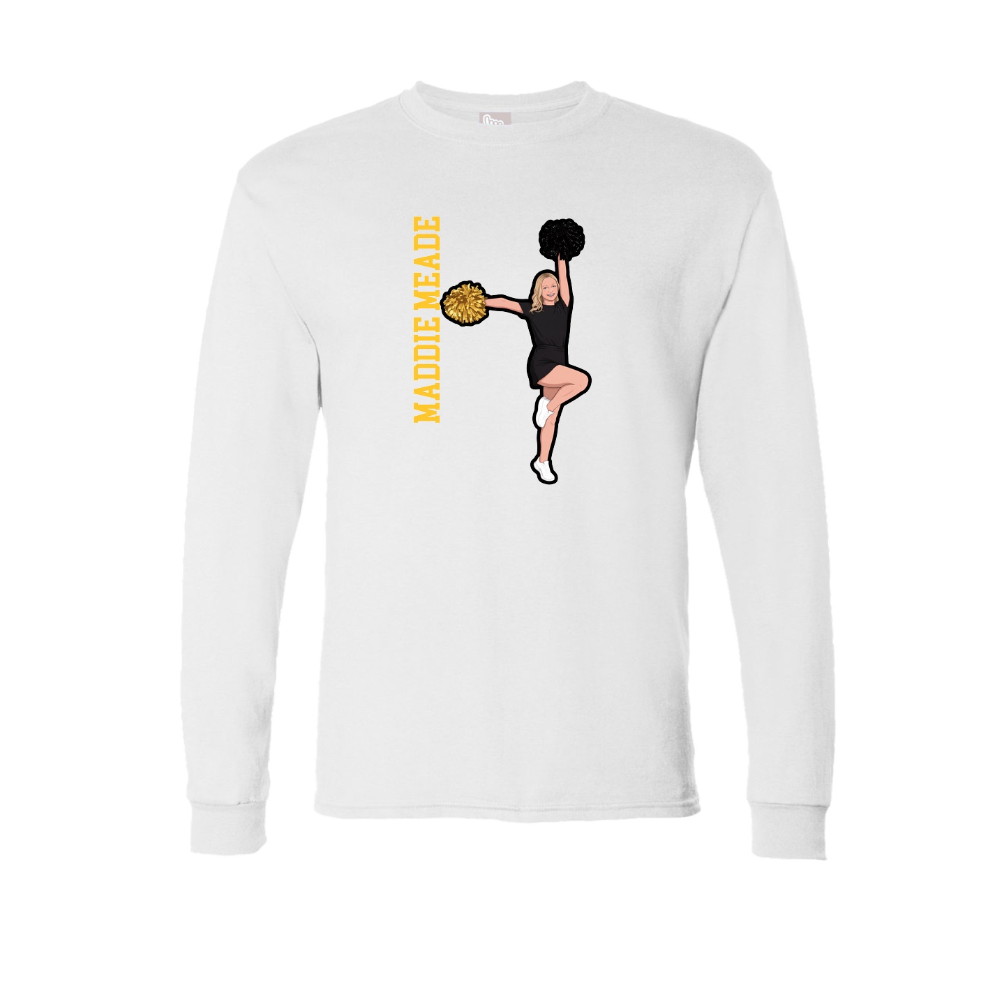 Long Sleeve Tee — Name Vertical in White