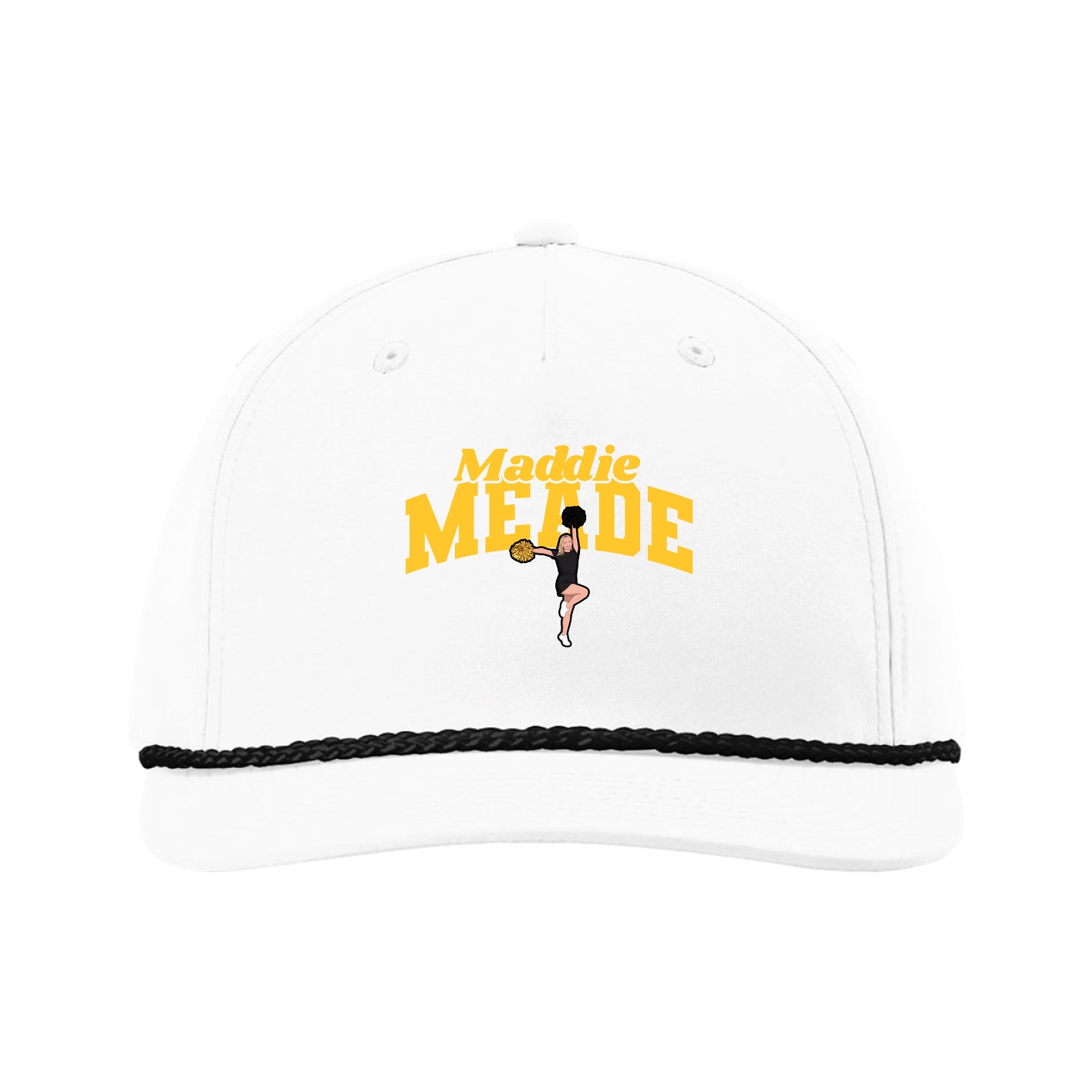 Five-Panel Classic Rope Cap — Signature Arch in White