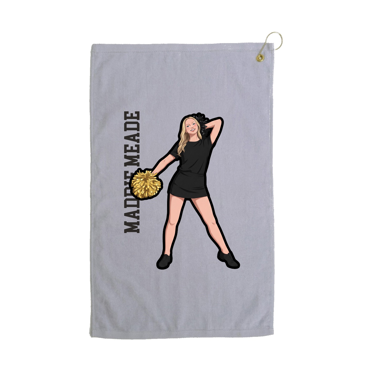 Golf Towel — Name Vertical in Grey