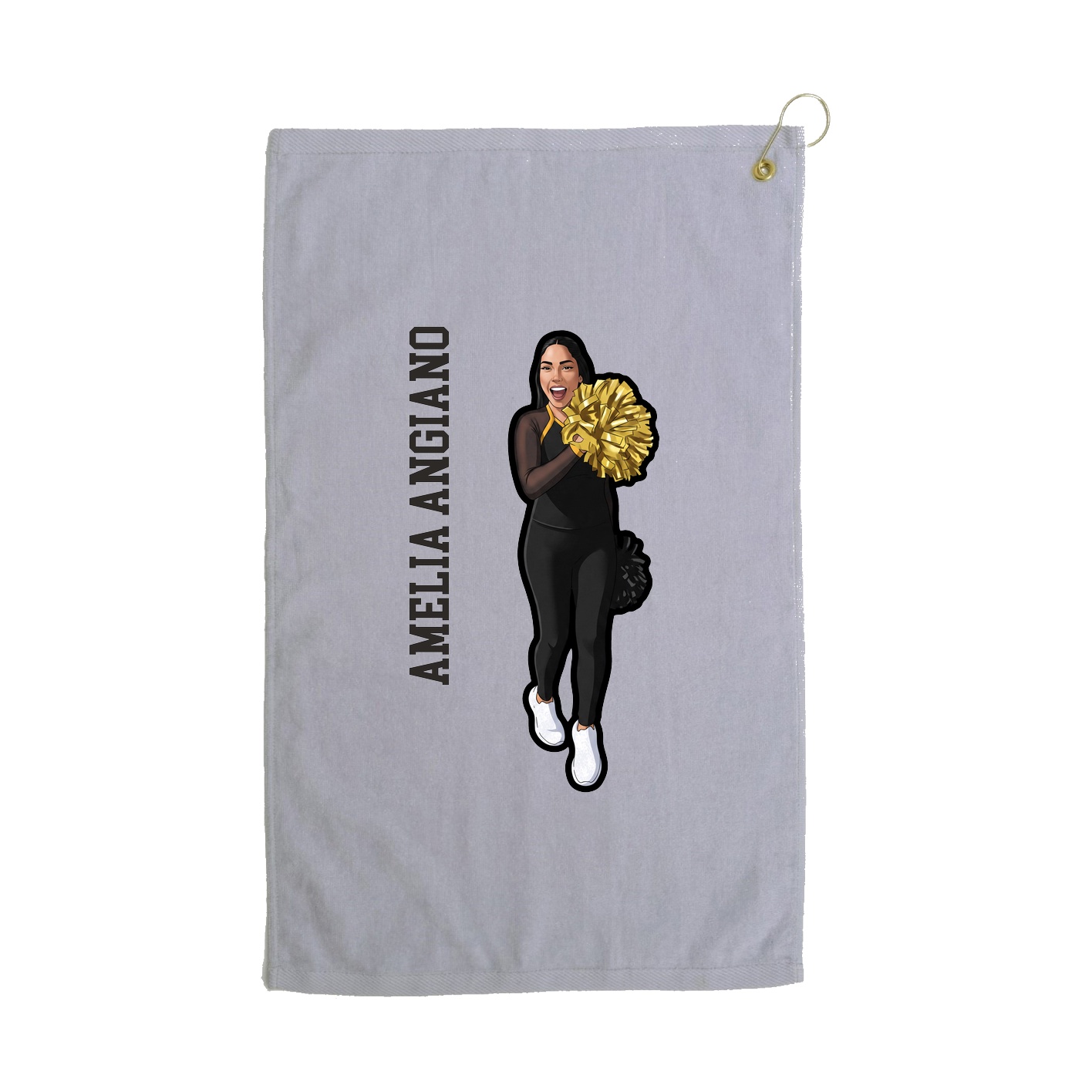 Golf Towel — Name Vertical in Grey