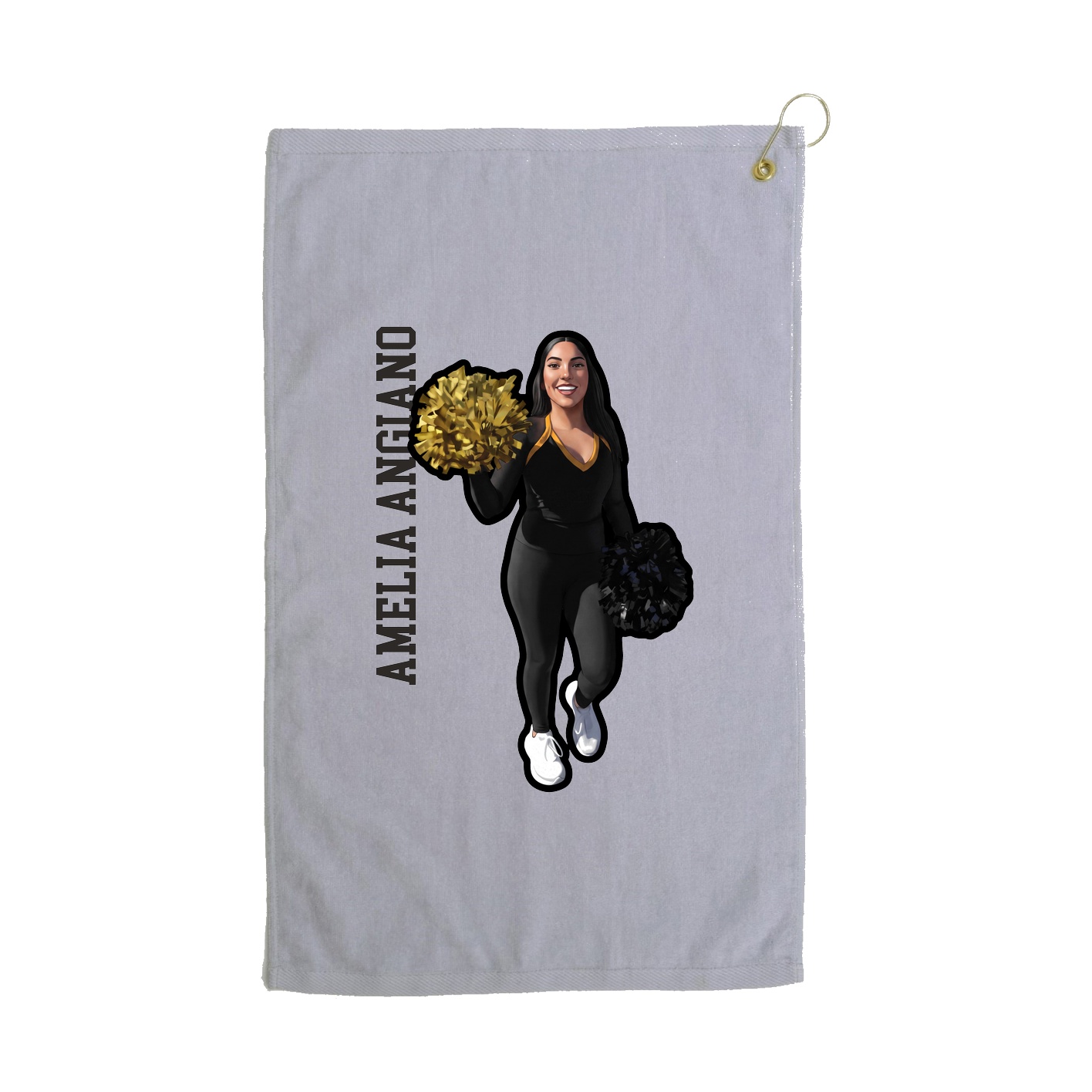 Golf Towel — Name Vertical in Grey