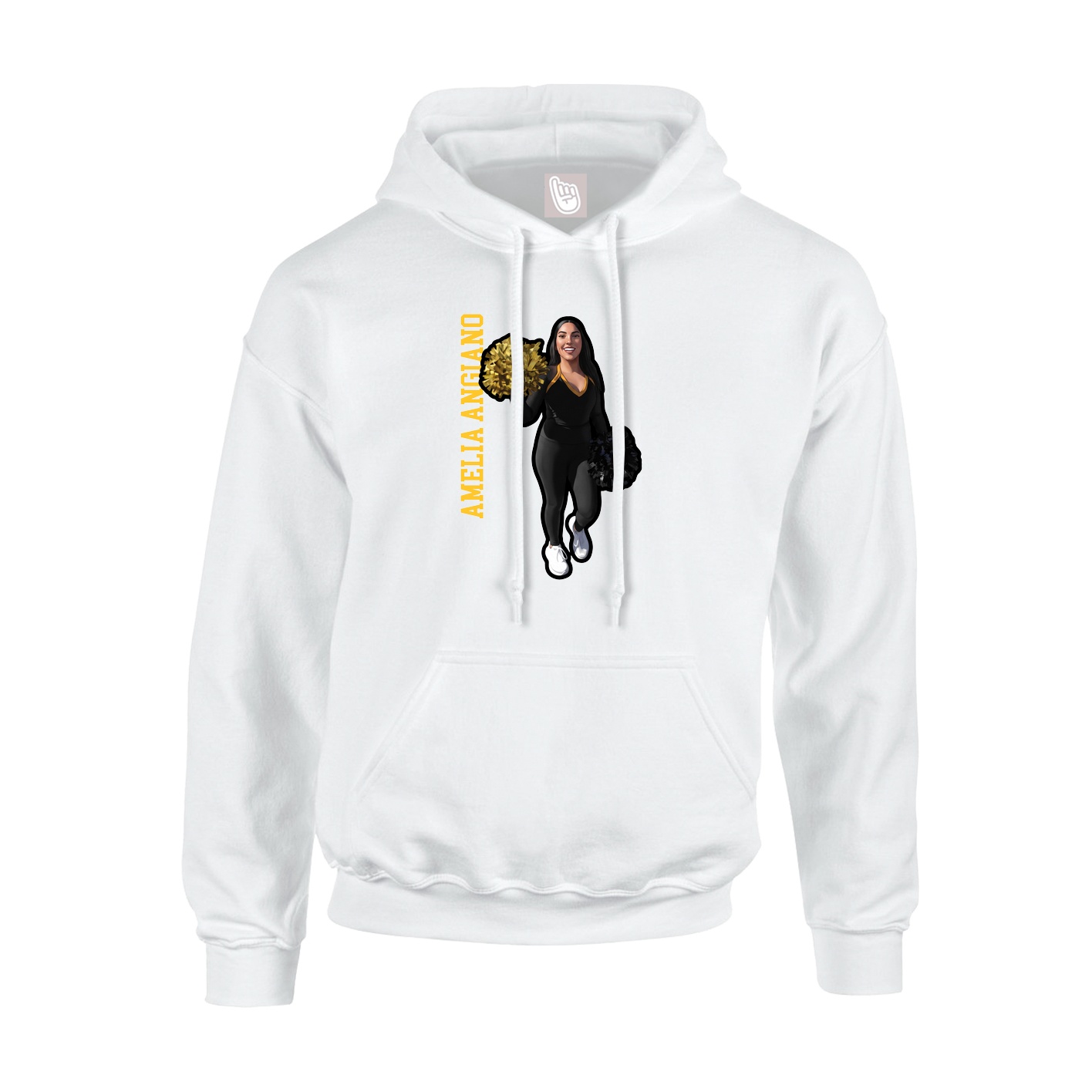 Youth Hoodie — Name Vertical in White