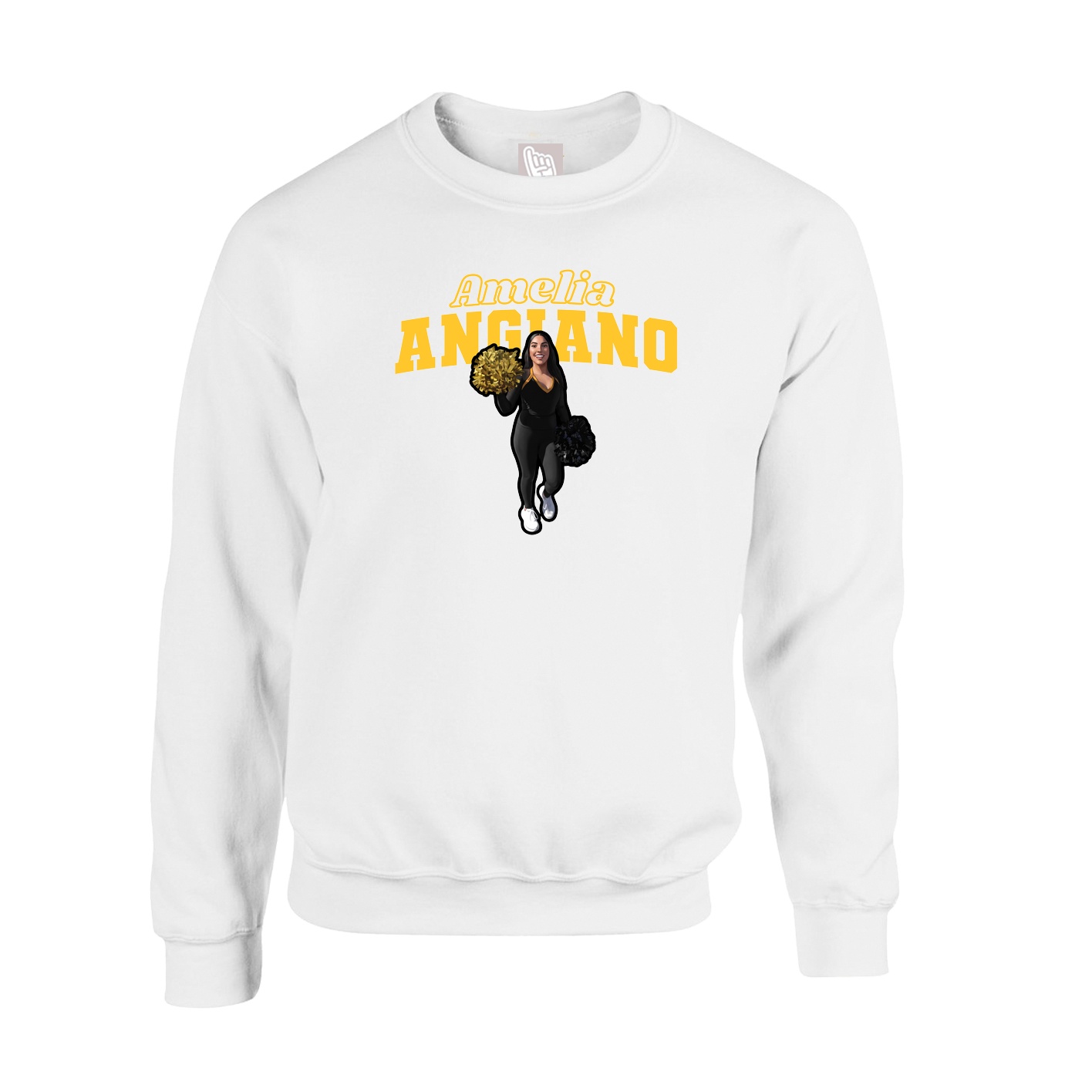 Fleece Crew — Name Arch in White