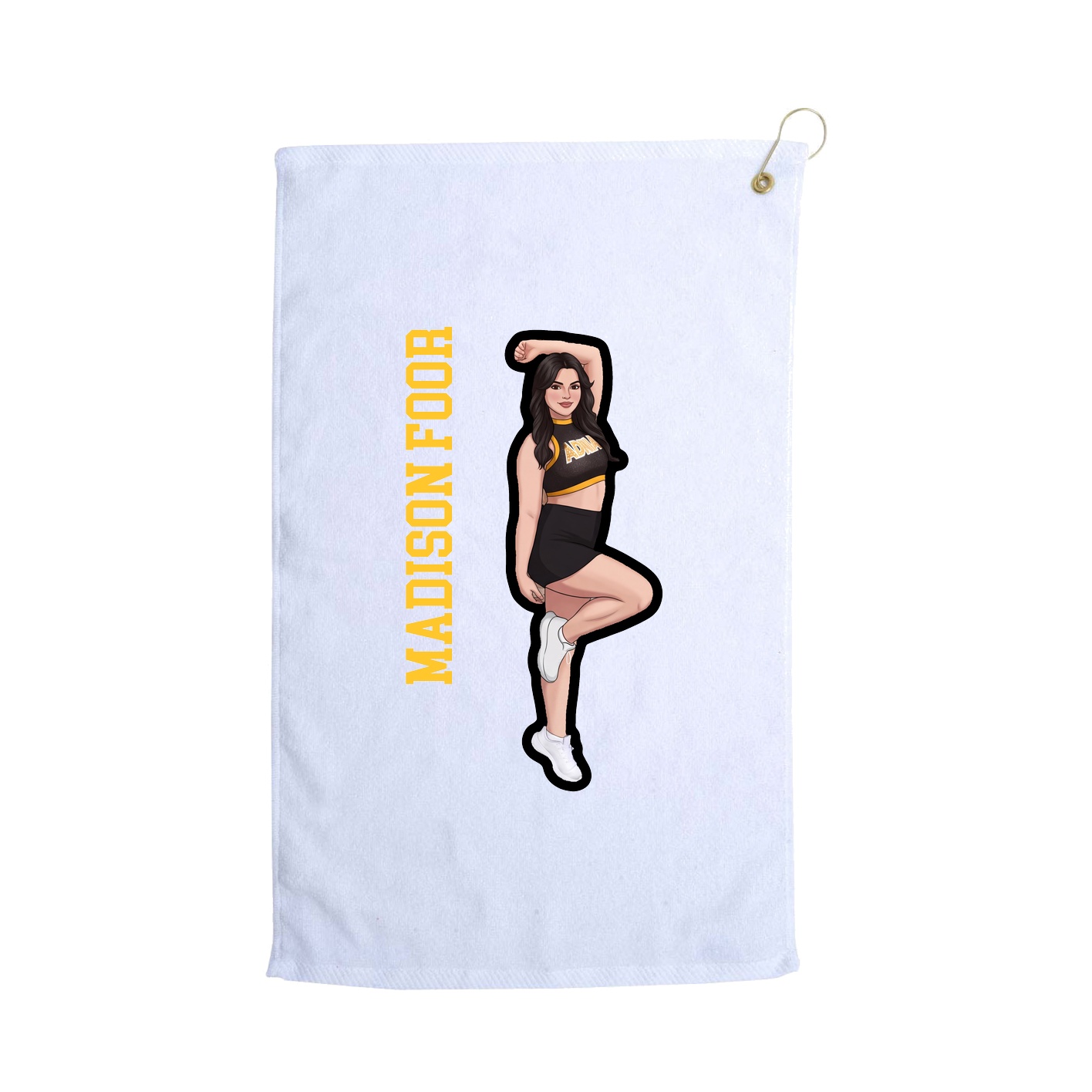 Golf Towel — Name Vertical in White