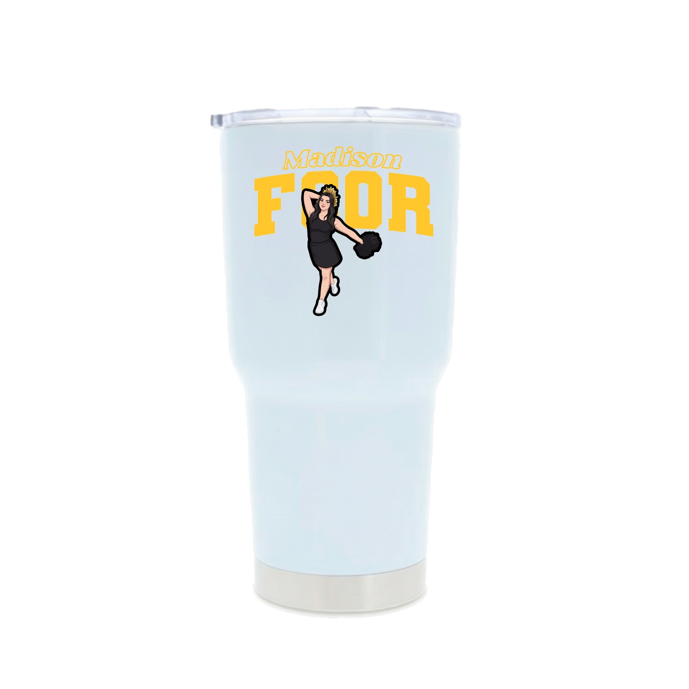 30oz Stainless Steel Tumbler — Name Arch in White
