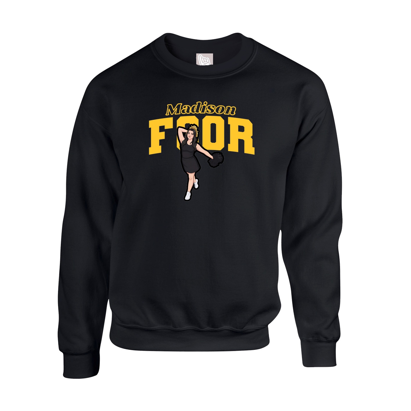 Fleece Crew — Name Arch in Black
