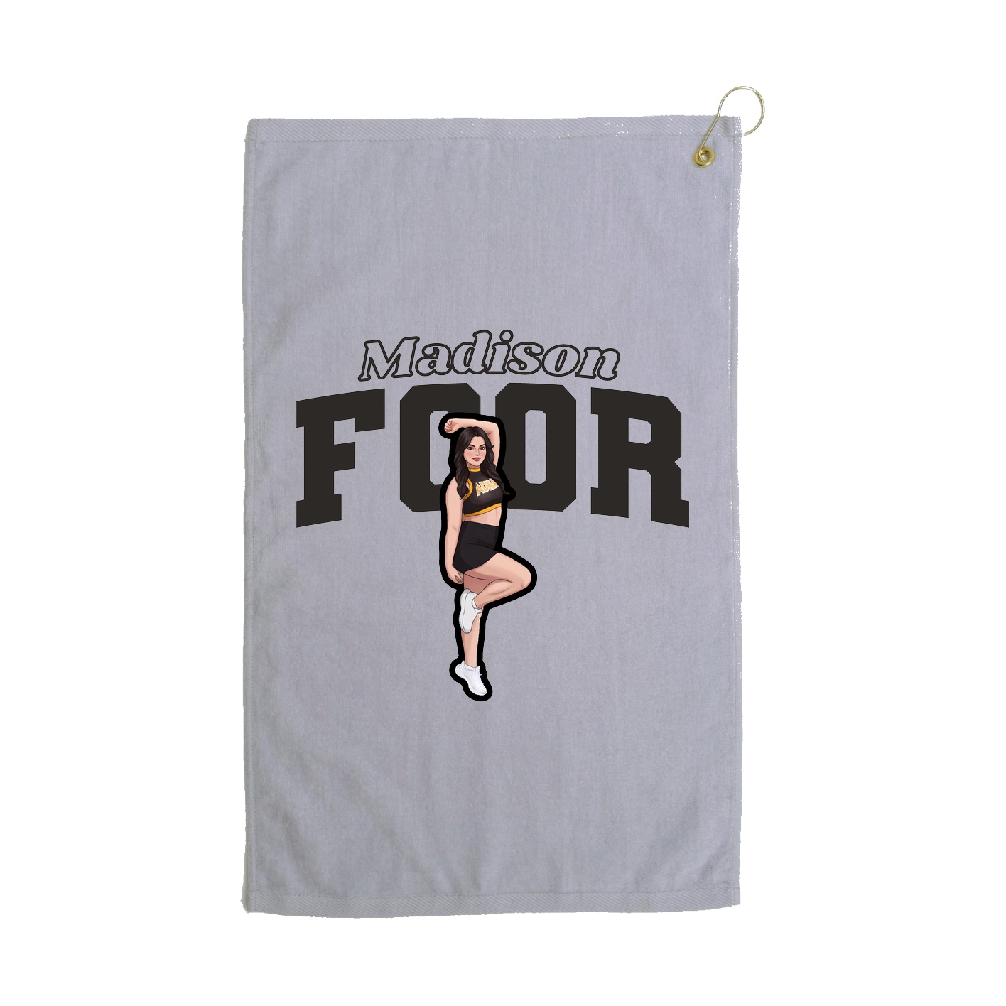 Golf Towel — Name Arch in Grey