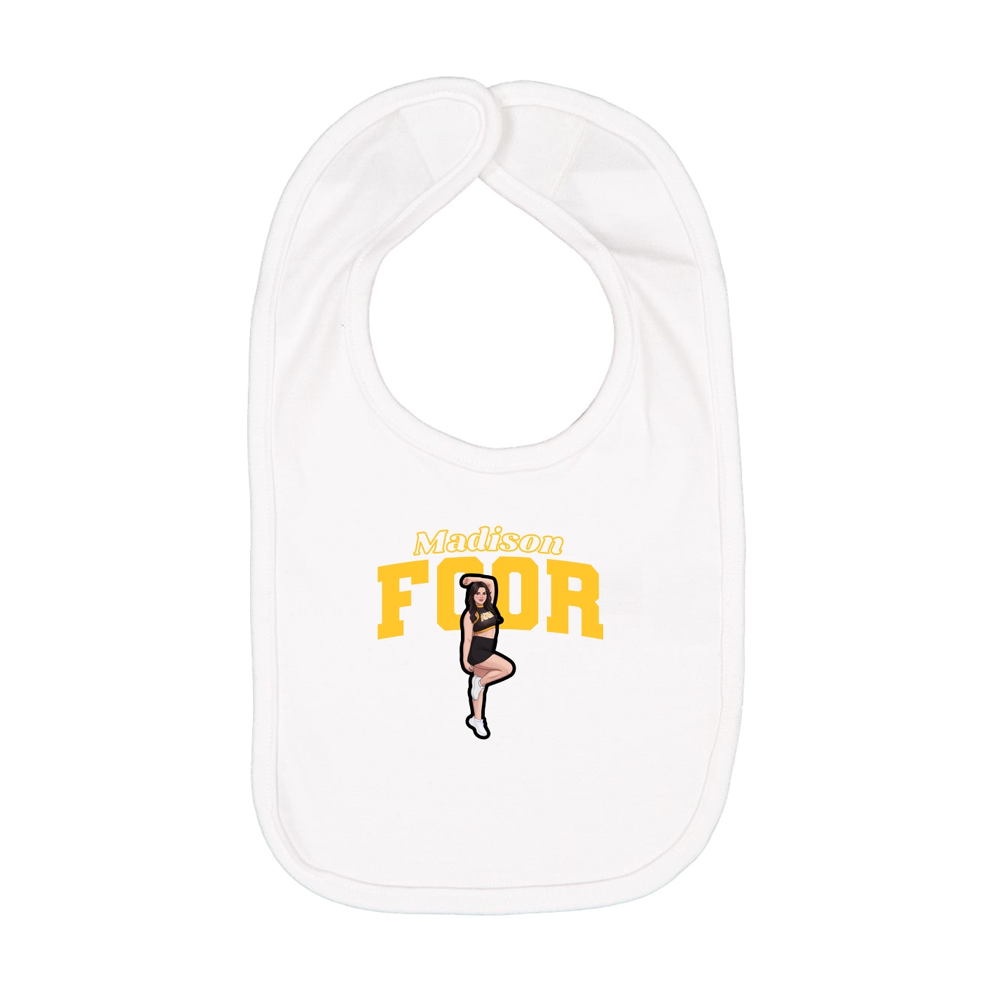 Infant Bib — Name Arch in White