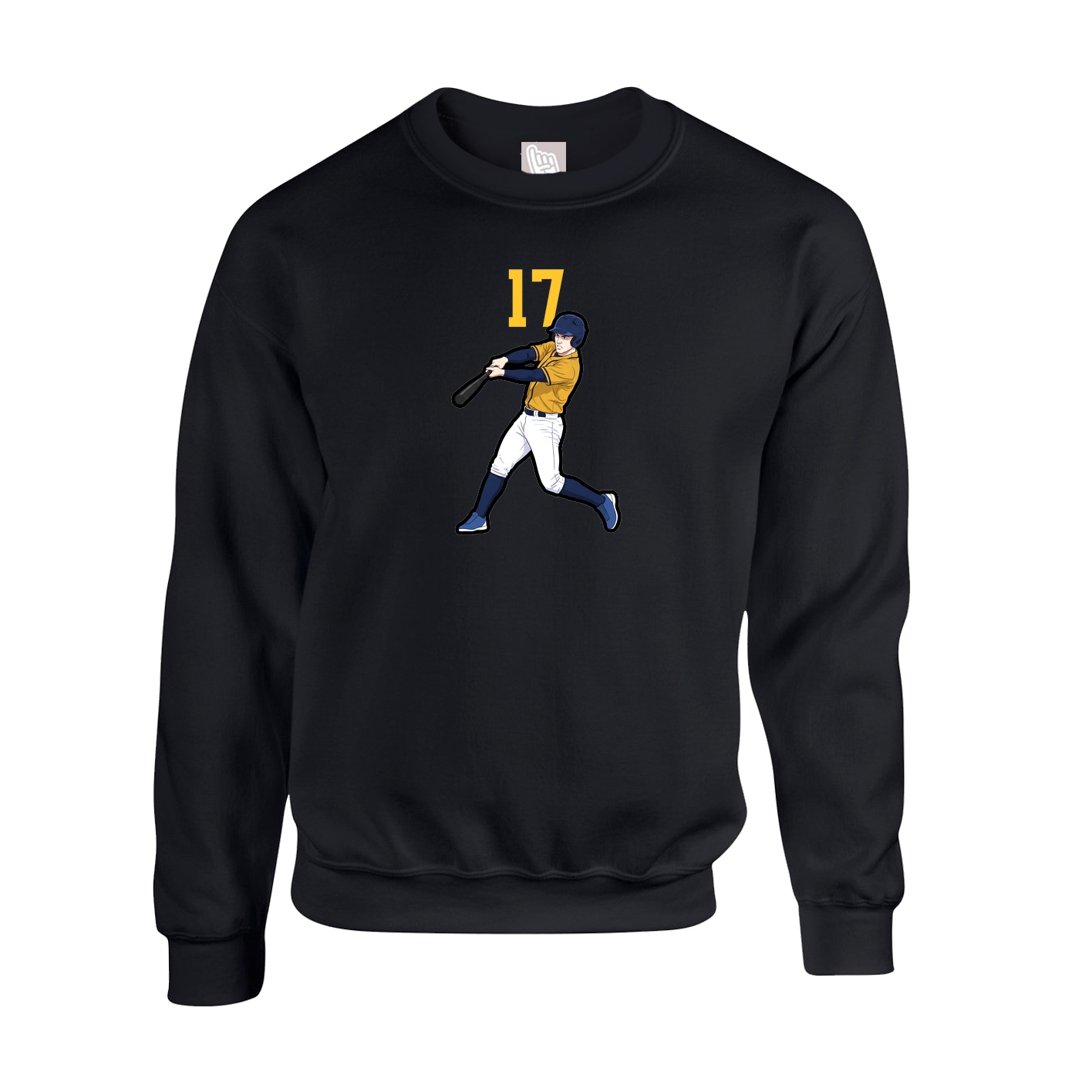 Fleece Crew — Number Top in Black