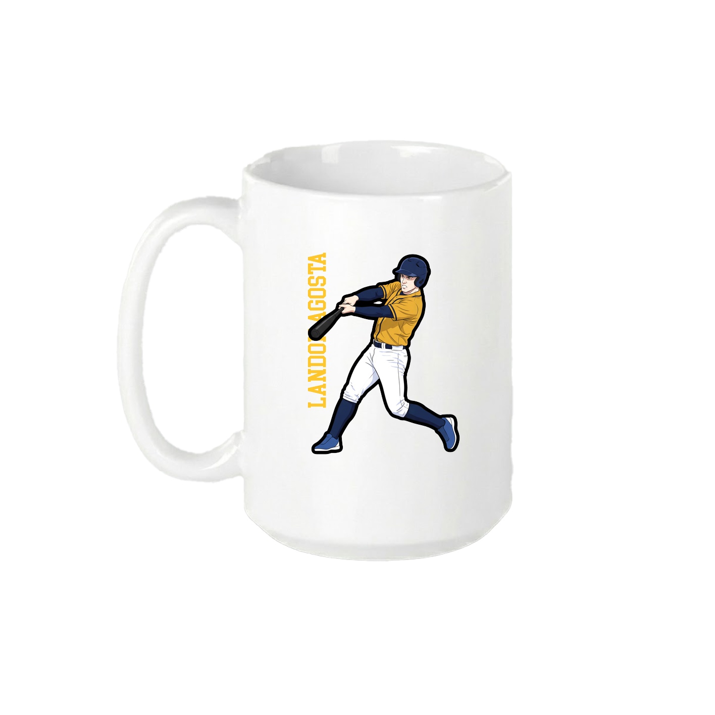 15oz Coffee Mug — Name Vertical in White