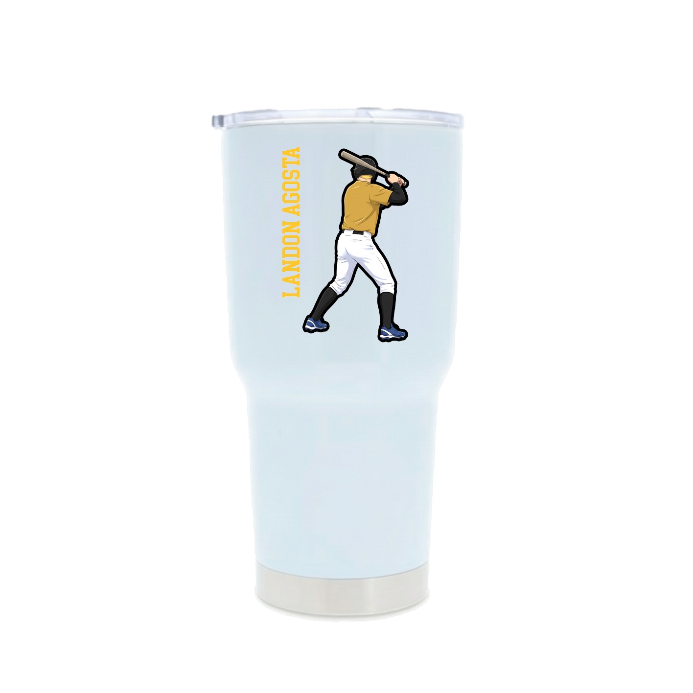 30oz Stainless Steel Tumbler — Name Vertical in White