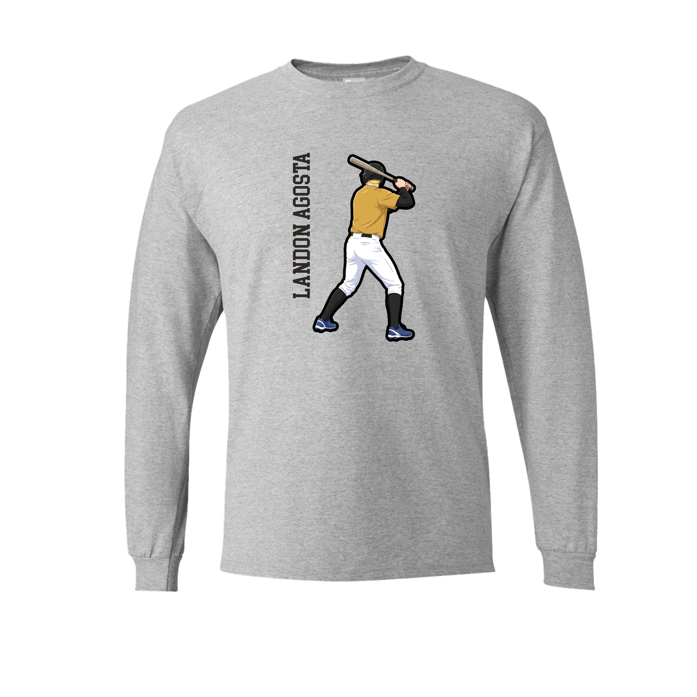 Long Sleeve Tee — Name Vertical in Grey