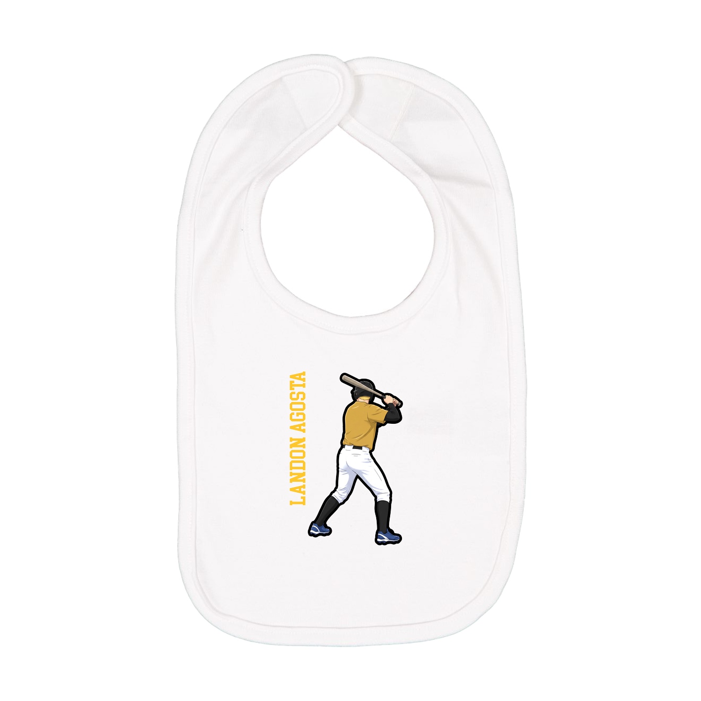 Infant Bib — Name Vertical in White