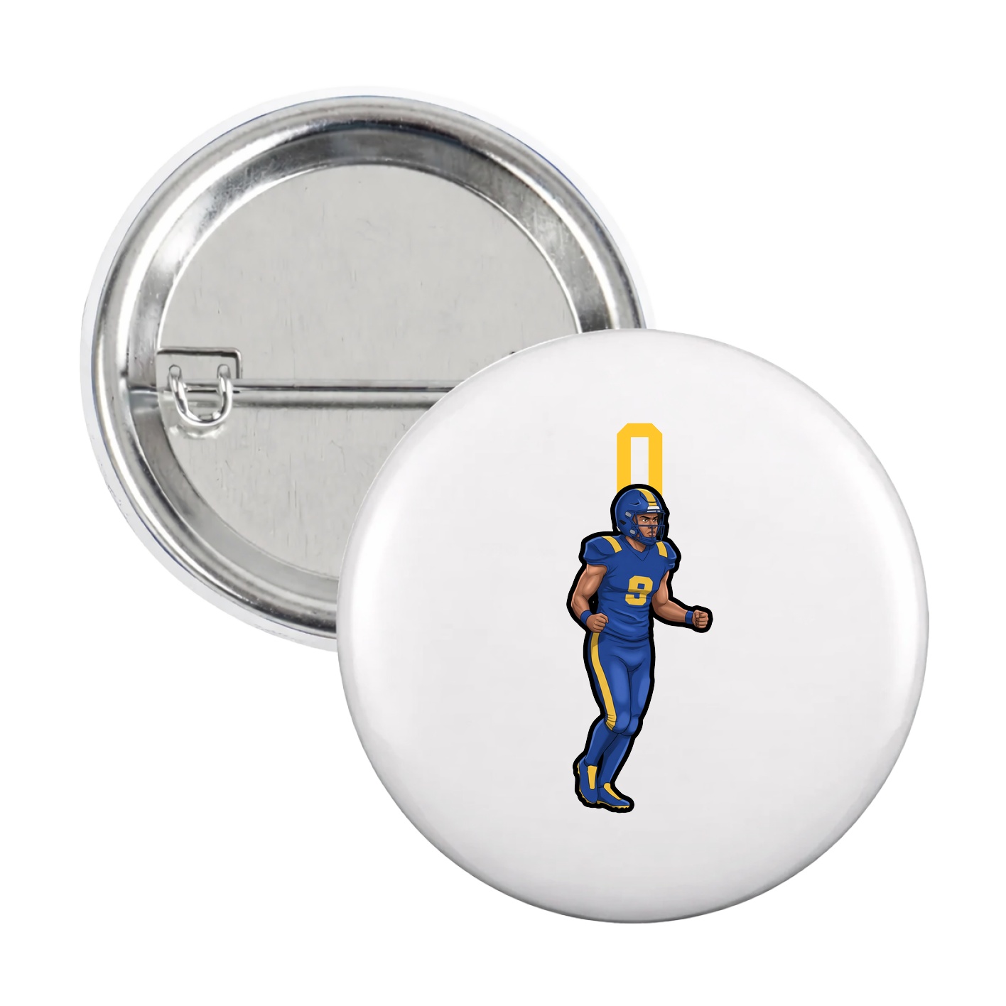 Game Day Button — Number Top in White