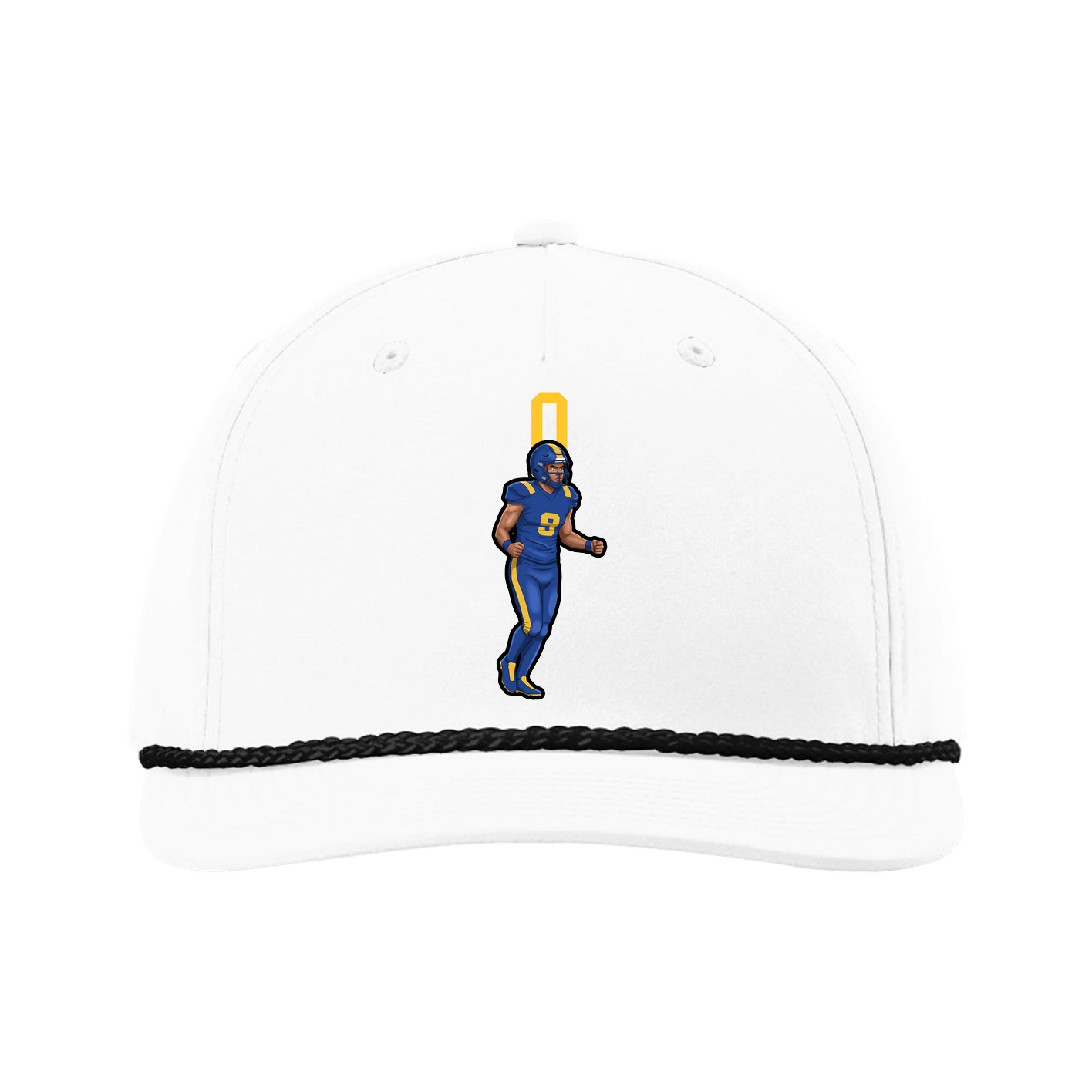 Five-Panel Classic Rope Cap — Number Top in White