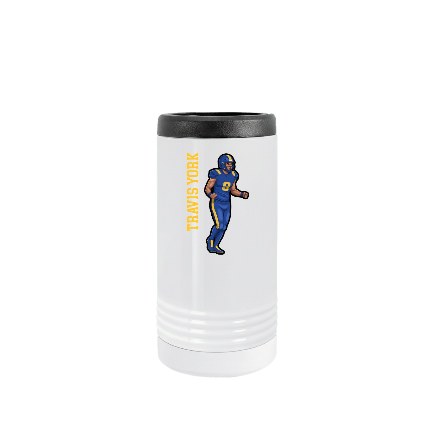 Slim Beverage Holder — Name Vertical in White