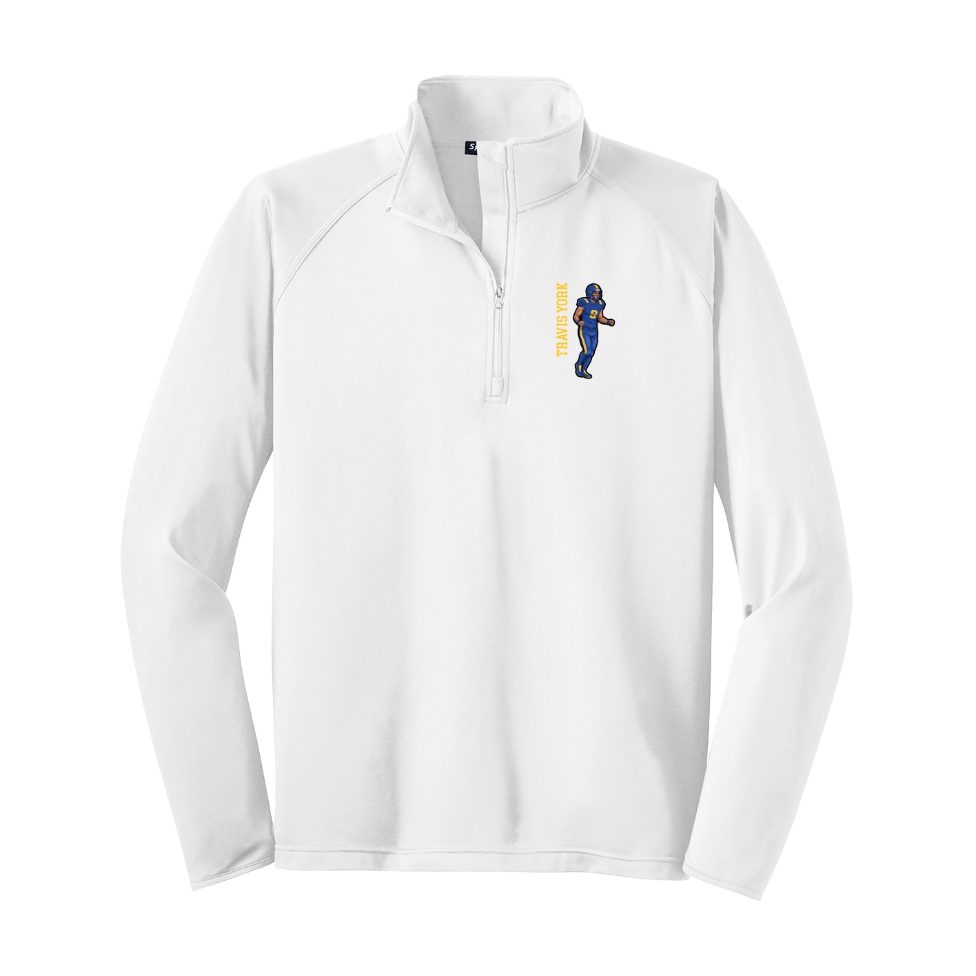 Q-Zip Pullover — Name Vertical in White