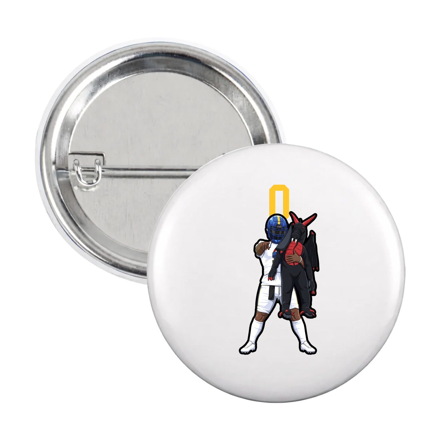 Game Day Button — Number Top in White