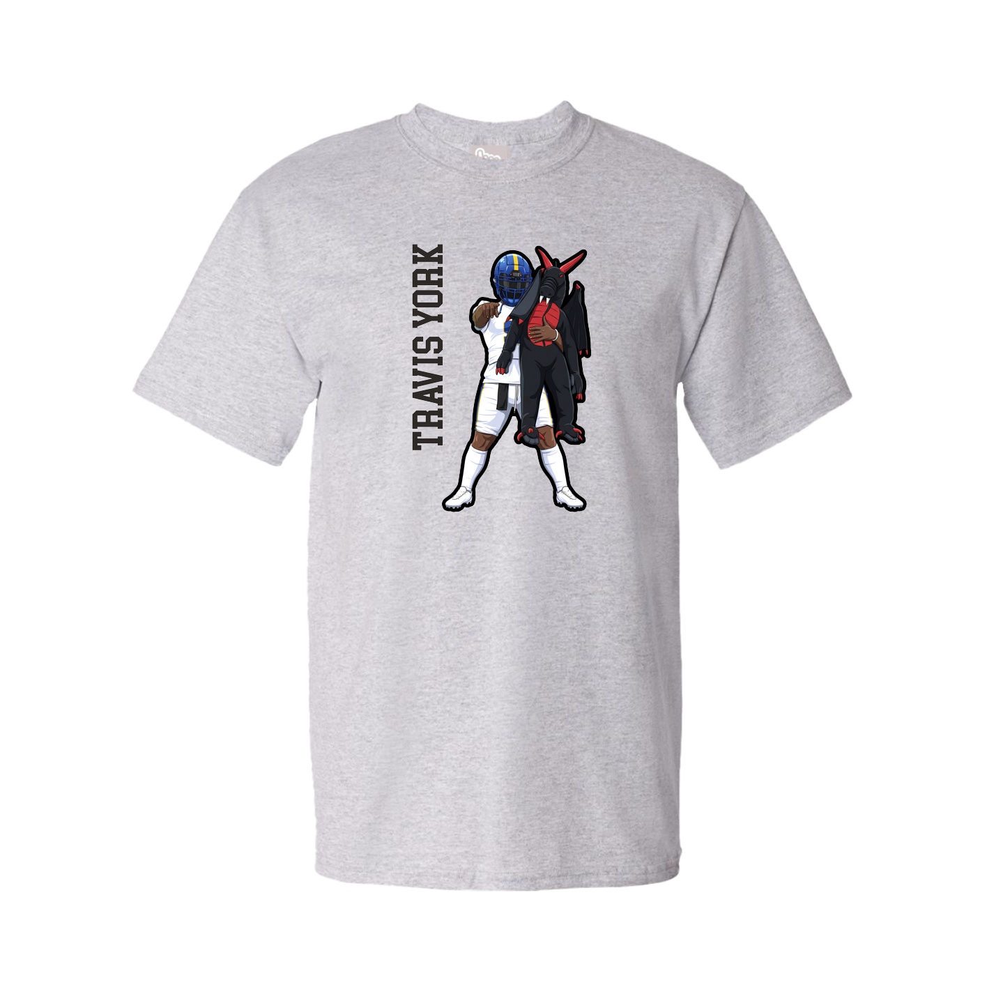 Youth Tee — Name Vertical in Grey