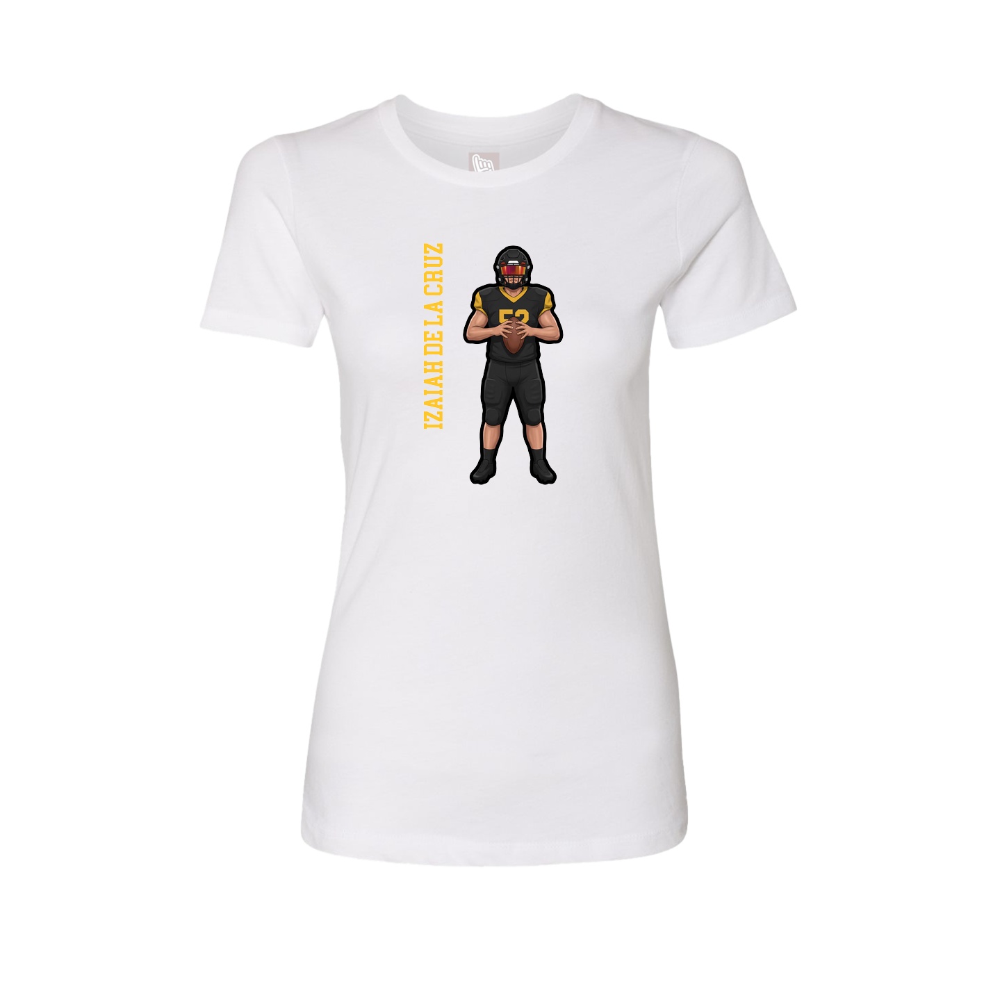 Fitted Women's Tee — Name Vertical in White