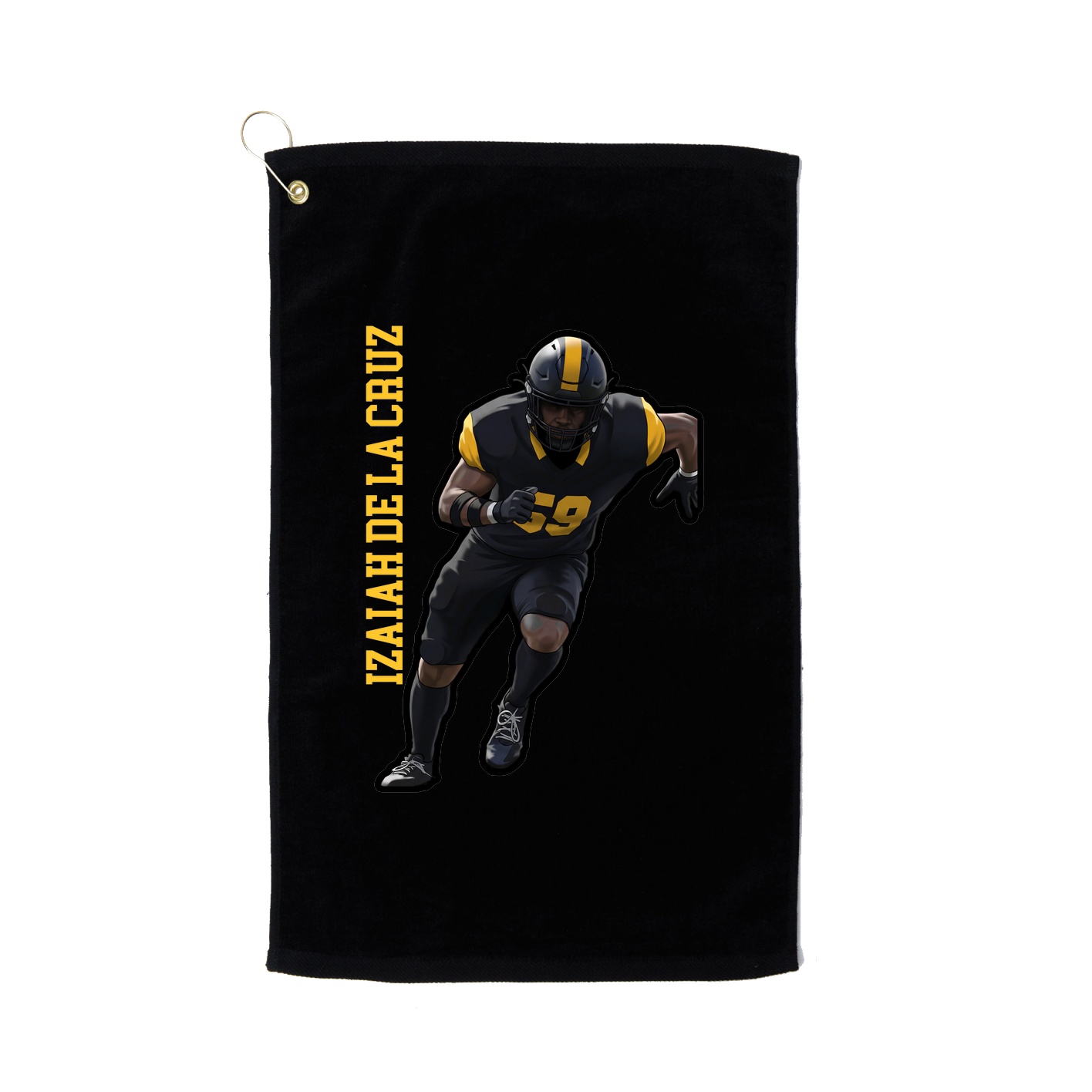 Golf Towel — Name Vertical in Black