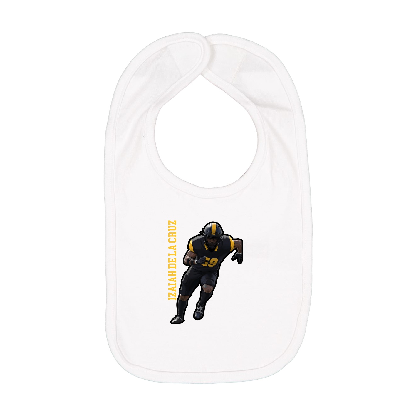 Infant Bib — Name Vertical in White
