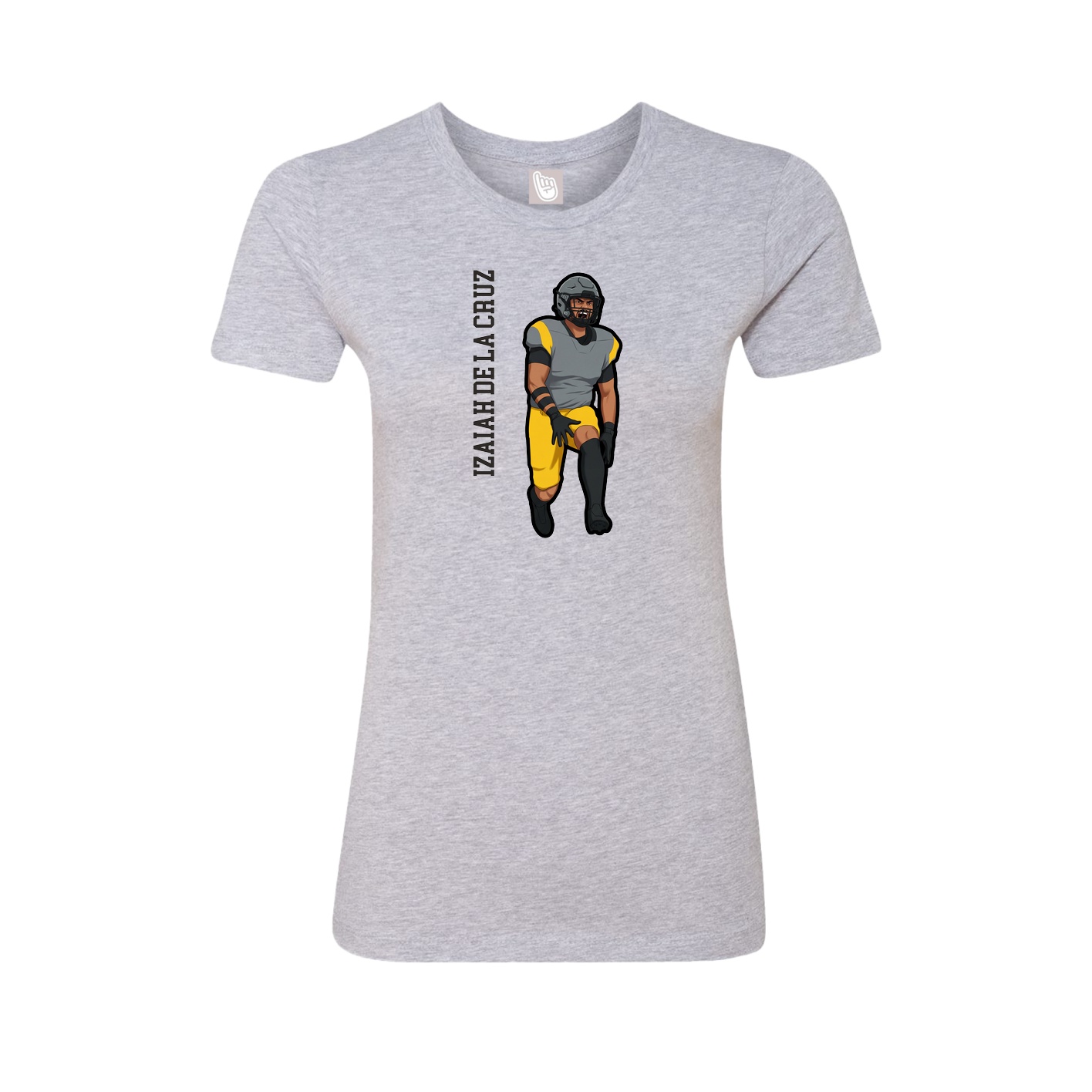 Fitted Women's Tee — Name Vertical in Grey
