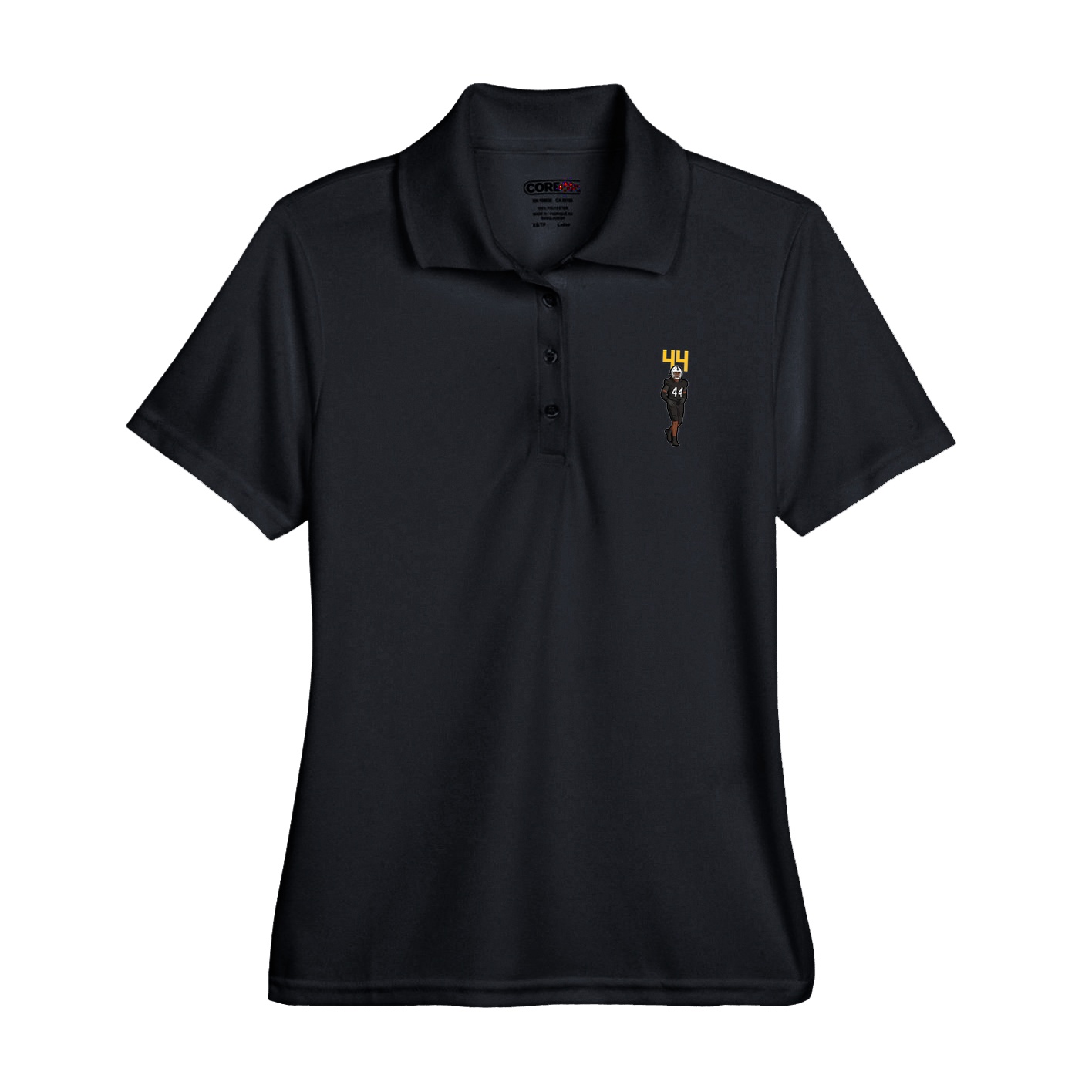 Womens Performance Polo — Number Top in Black