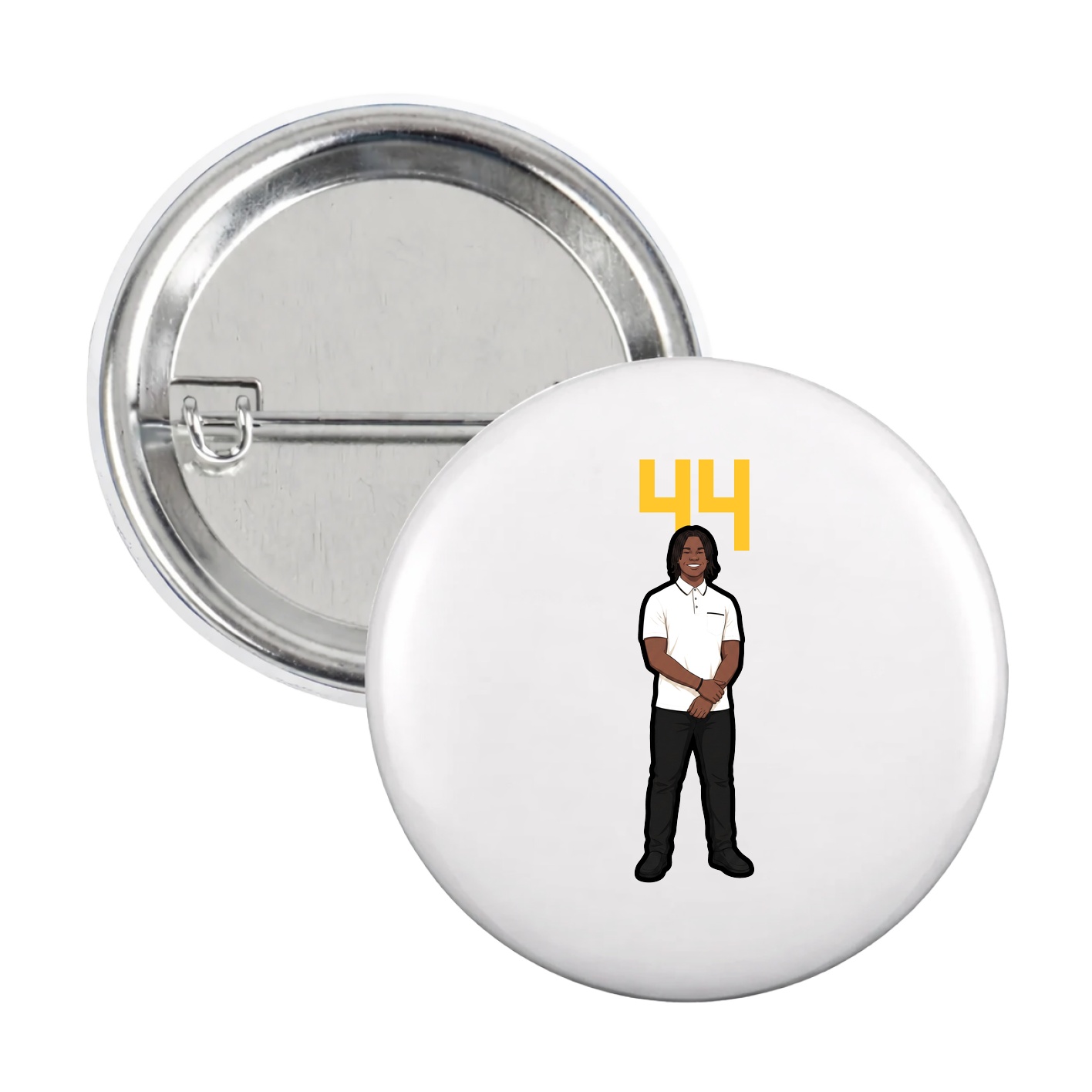 Game Day Button — Number Top in White