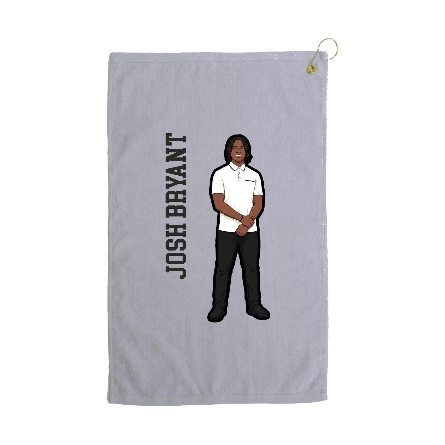 Golf Towel — Name Vertical in Grey