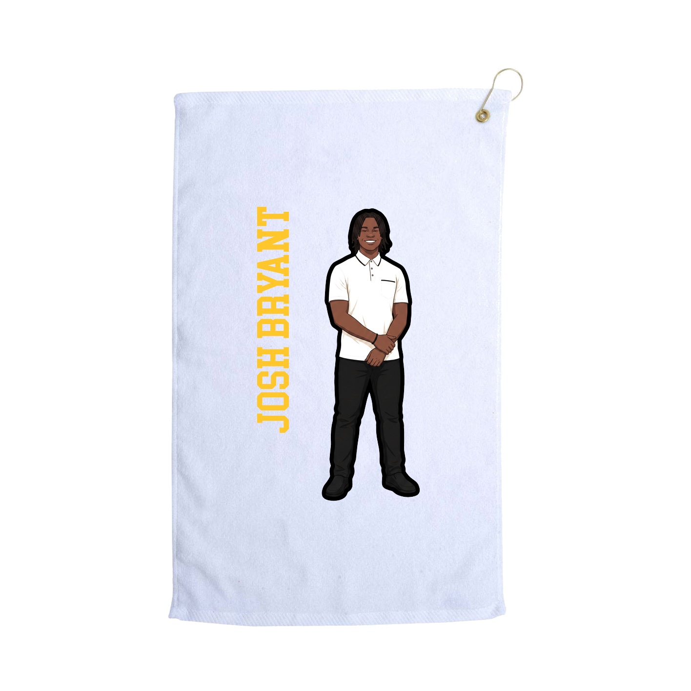 Golf Towel — Name Vertical in White