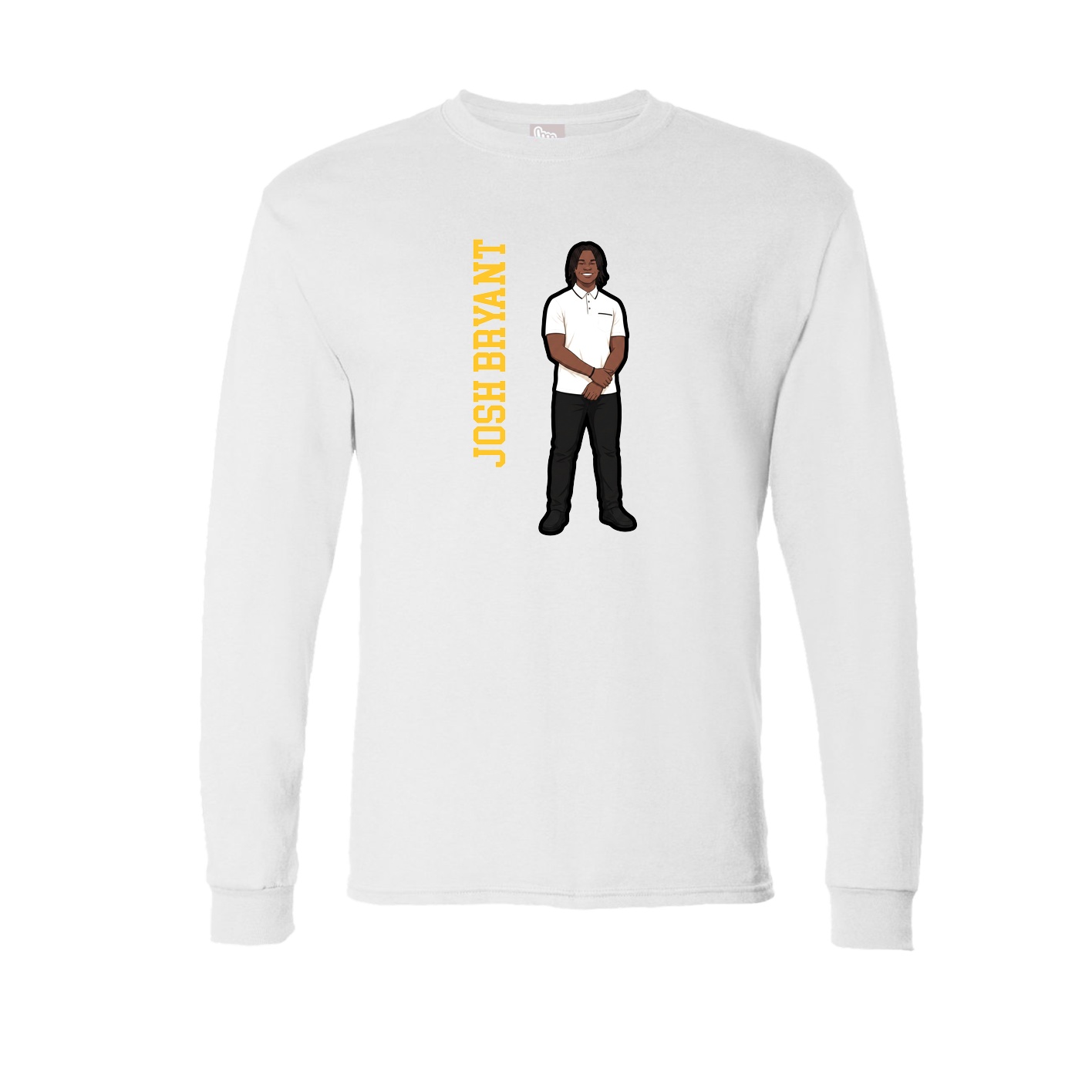 Long Sleeve Tee — Name Vertical in White