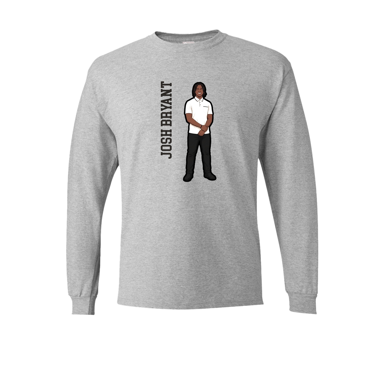 Long Sleeve Tee — Name Vertical in Grey