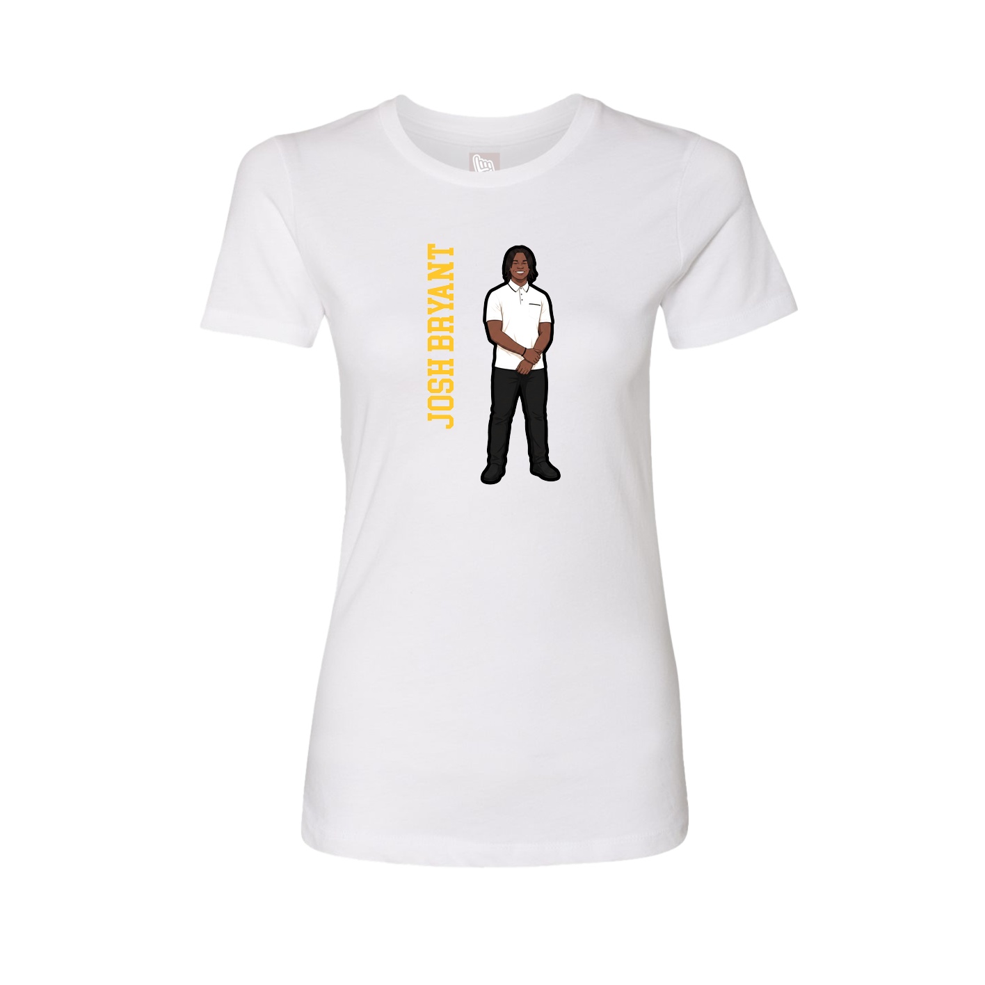 Womens Tee — Name Vertical in White