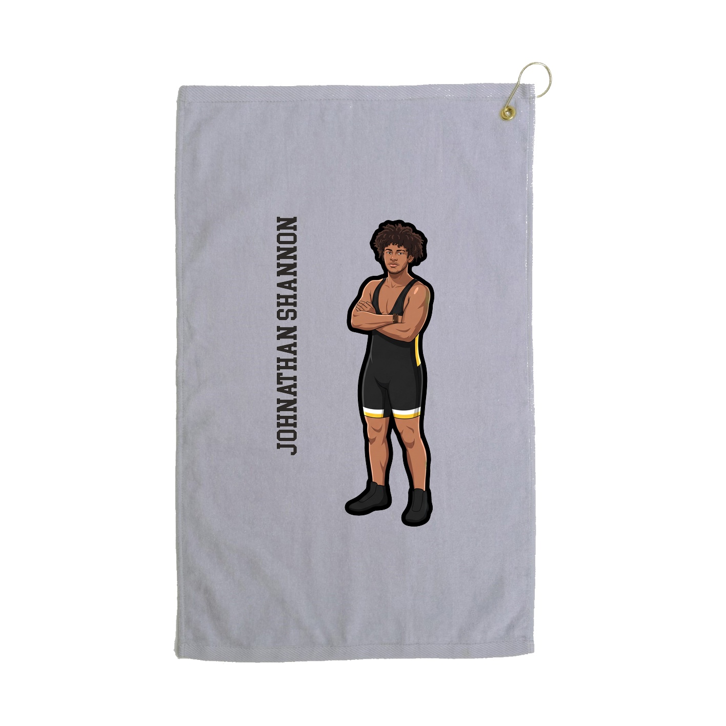 Golf Towel — Name Vertical in Grey