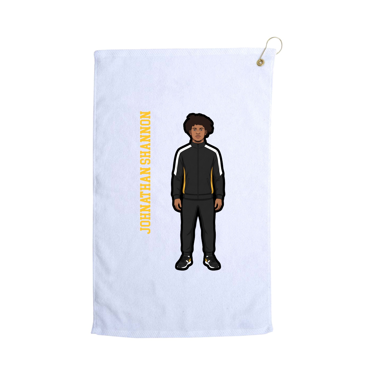Golf Towel — Name Vertical in White