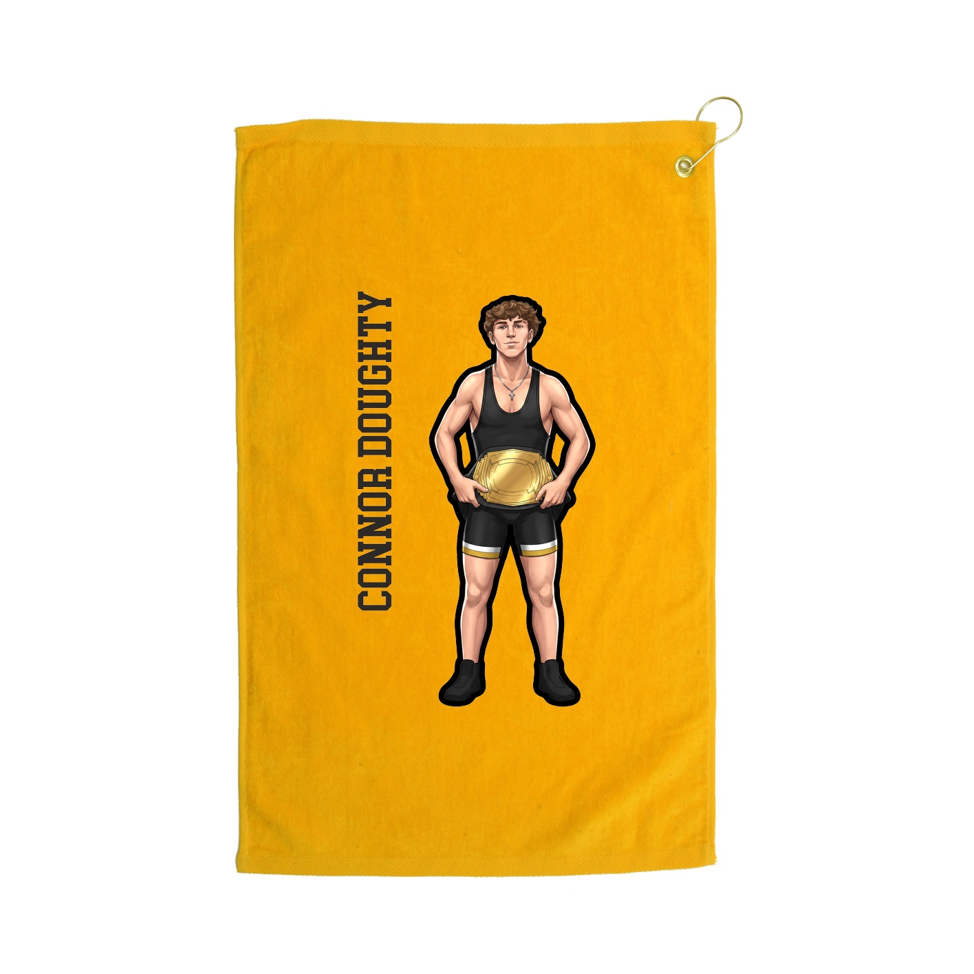Golf Towel — Name Vertical in Gold