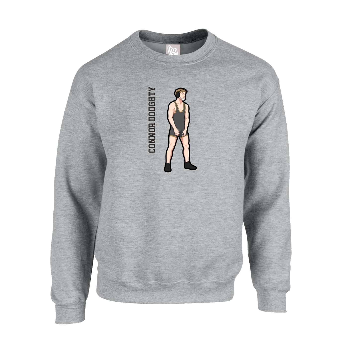 Fleece Crew — Name Vertical in Grey