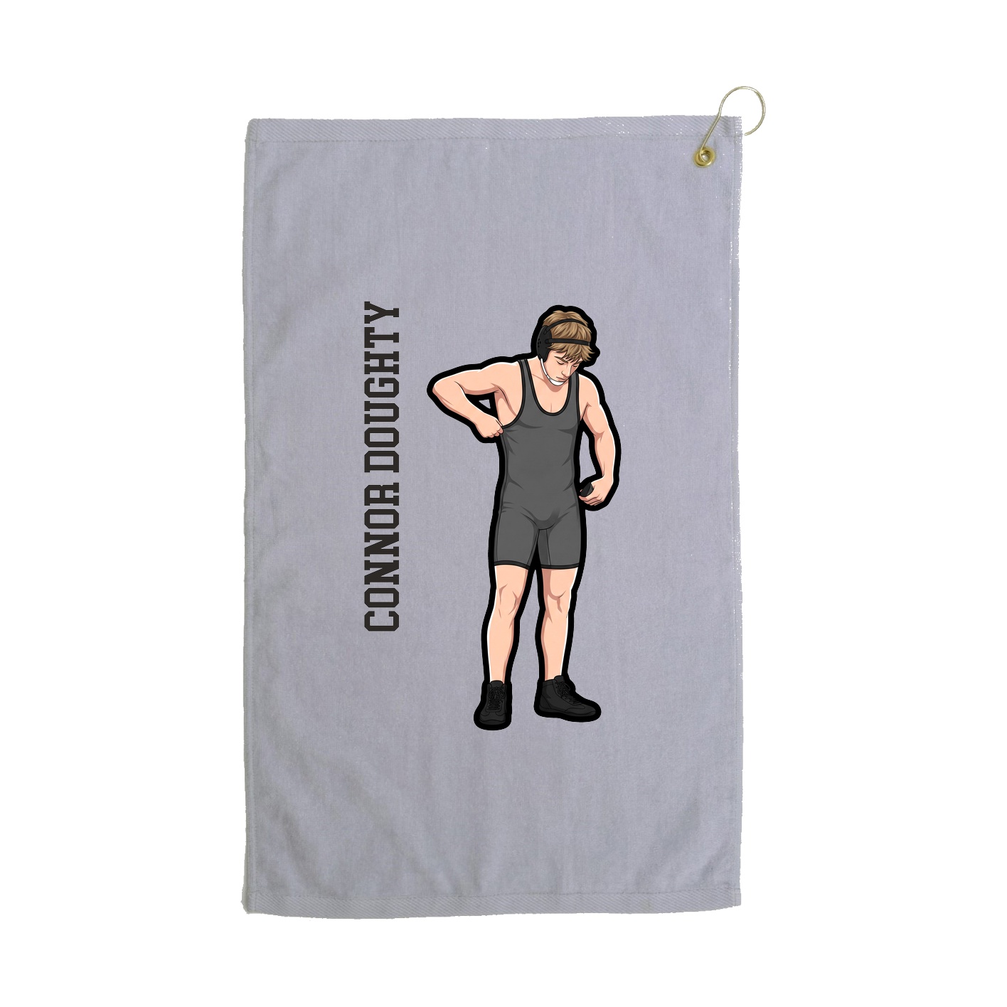 Golf Towel — Name Vertical in Grey