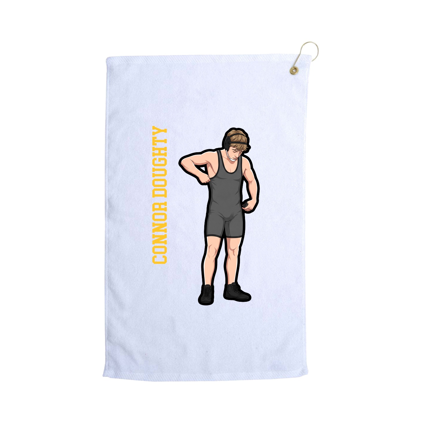 Golf Towel — Name Vertical in White